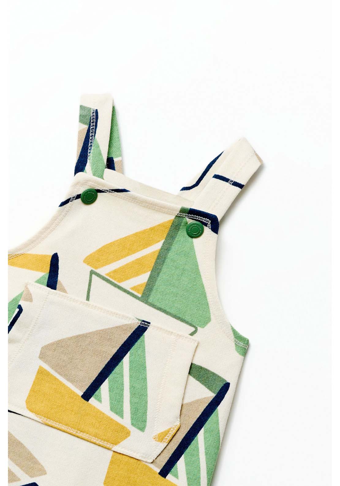 Sfera Boat Print Dungarees - White 2 Shaws Department Stores
