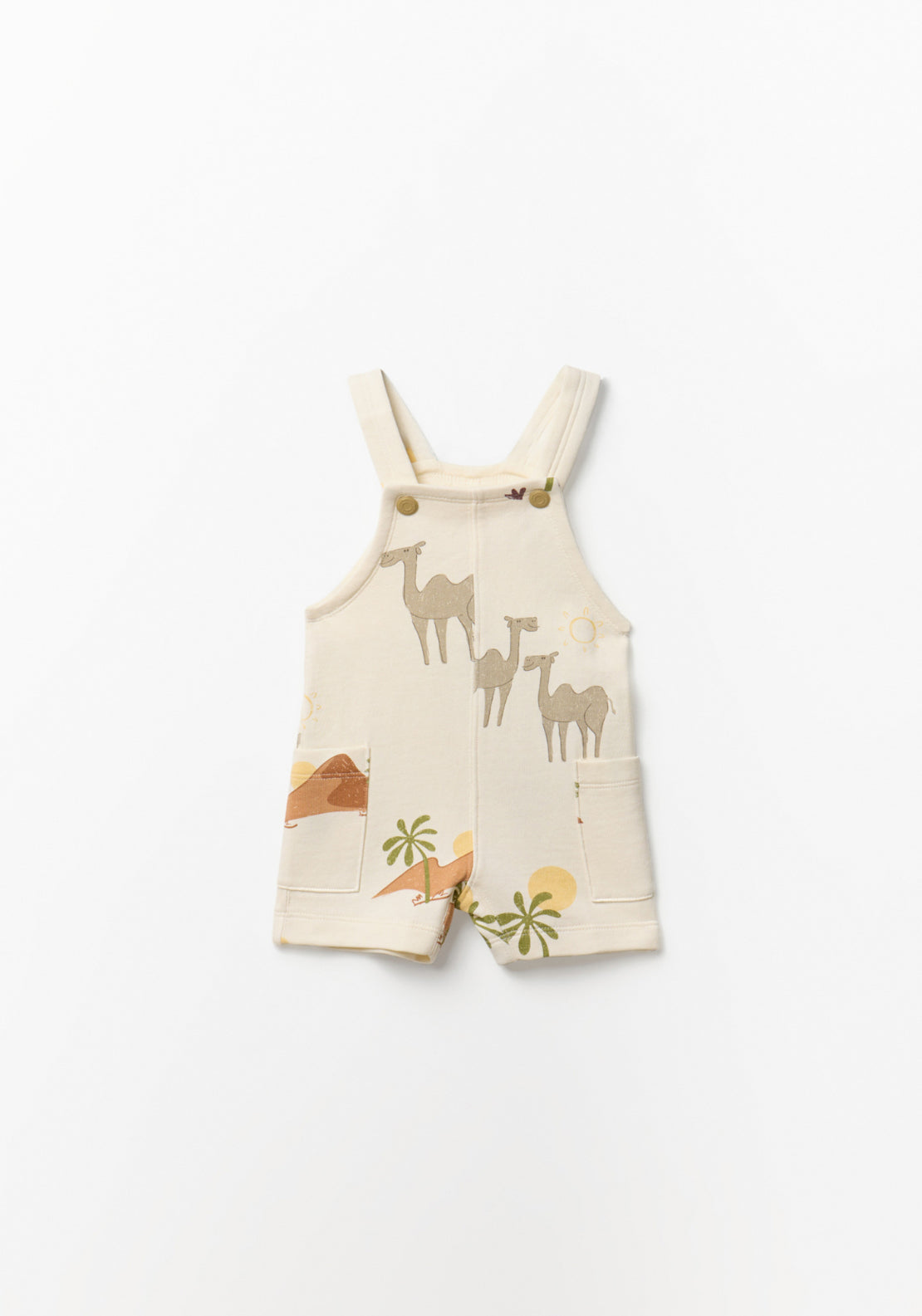 Camel Print Overalls - White