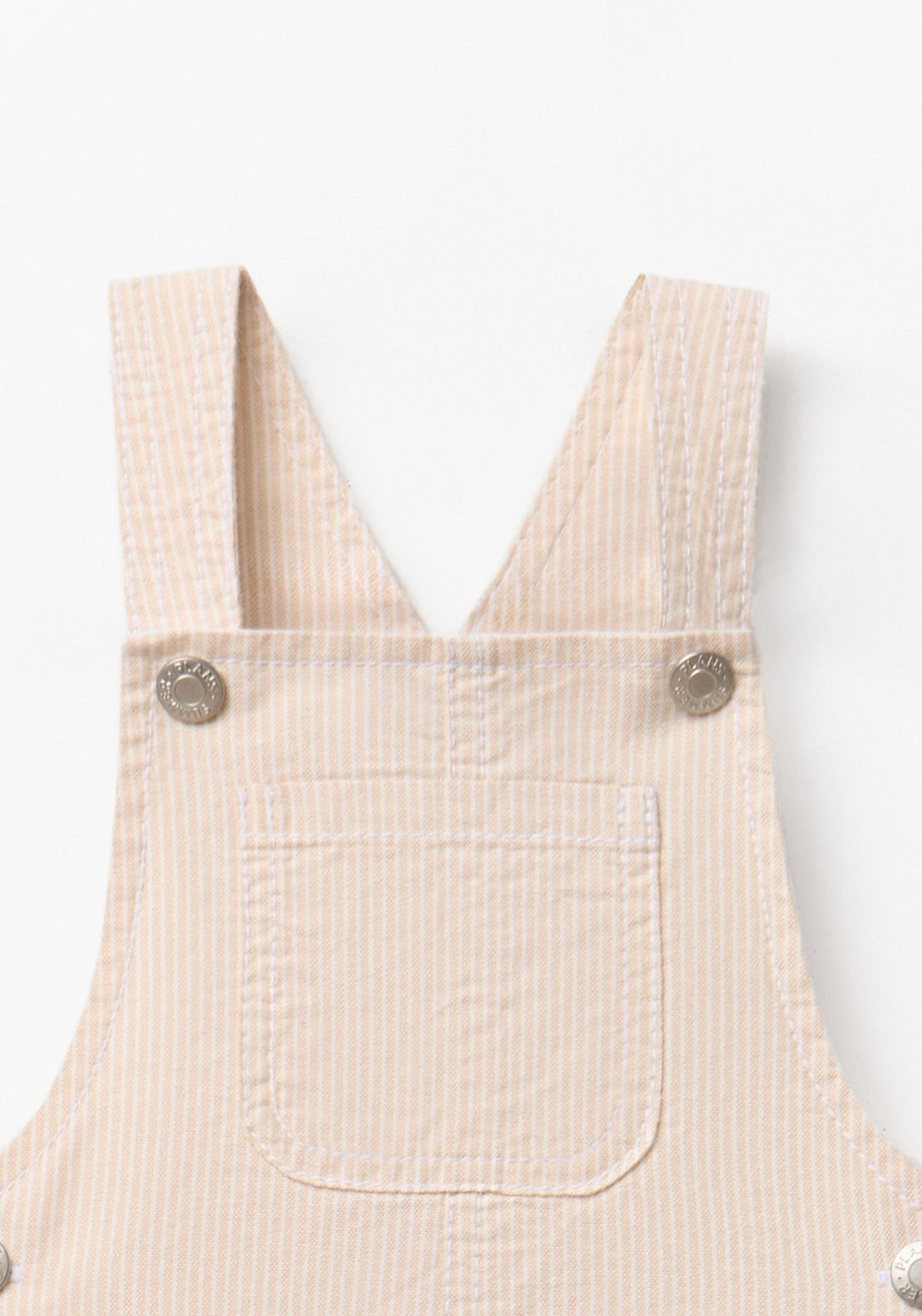 Short Striped Dungarees - Beige