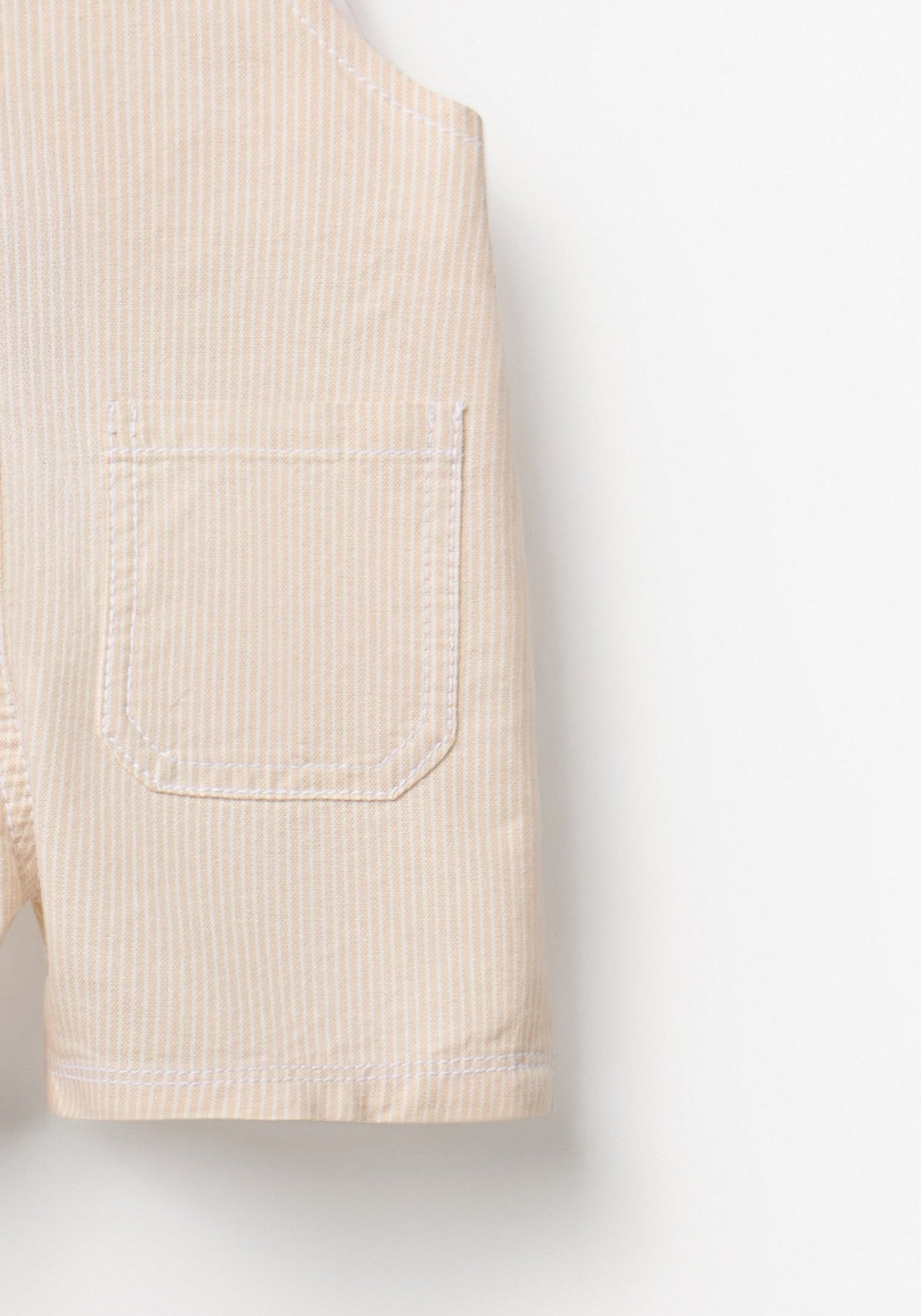Short Striped Dungarees - Beige