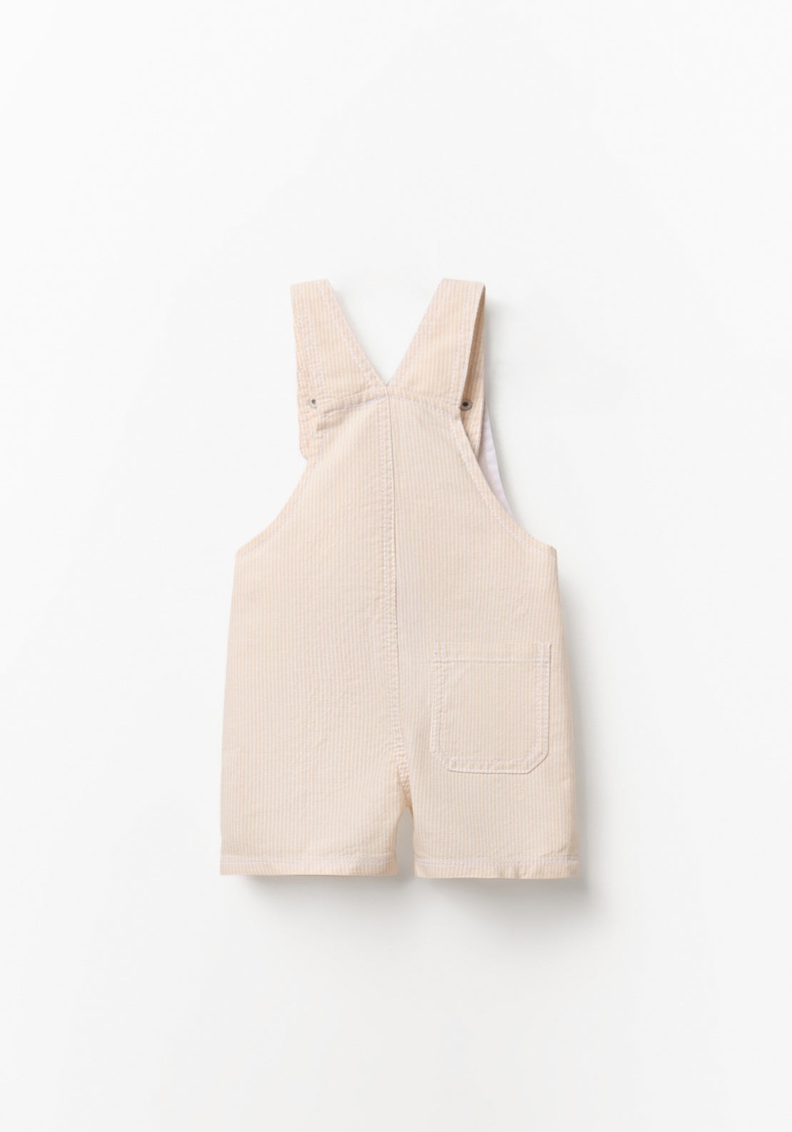 Short Striped Dungarees - Beige