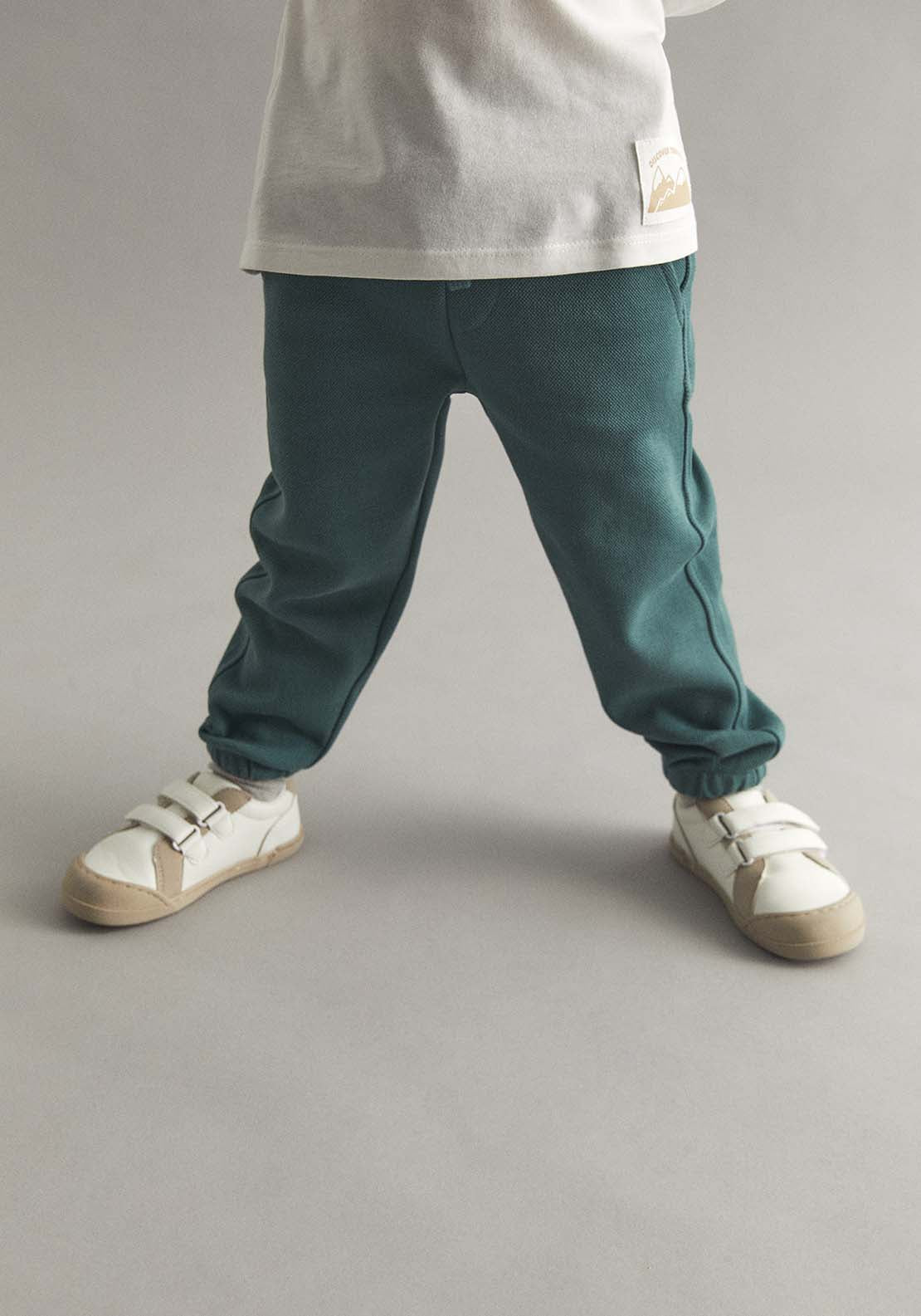 Plain Piqué Joggers - Green