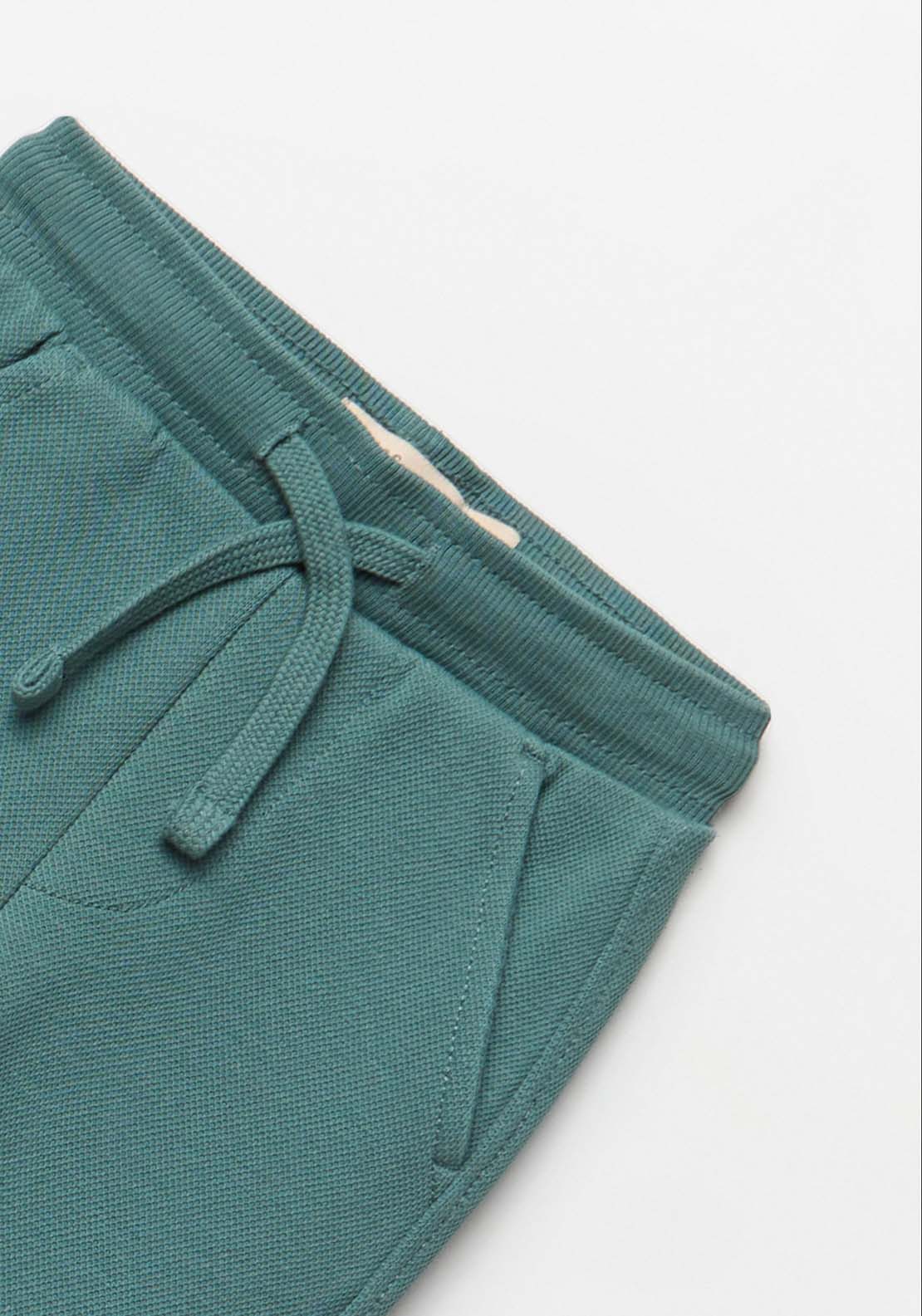 Plain Piqué Joggers - Green