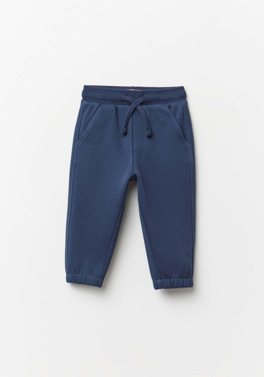 Plain Piqué Joggers - Blue