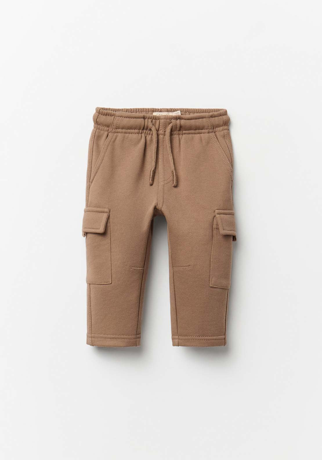 Drawstring Cargo Joggers - Brown