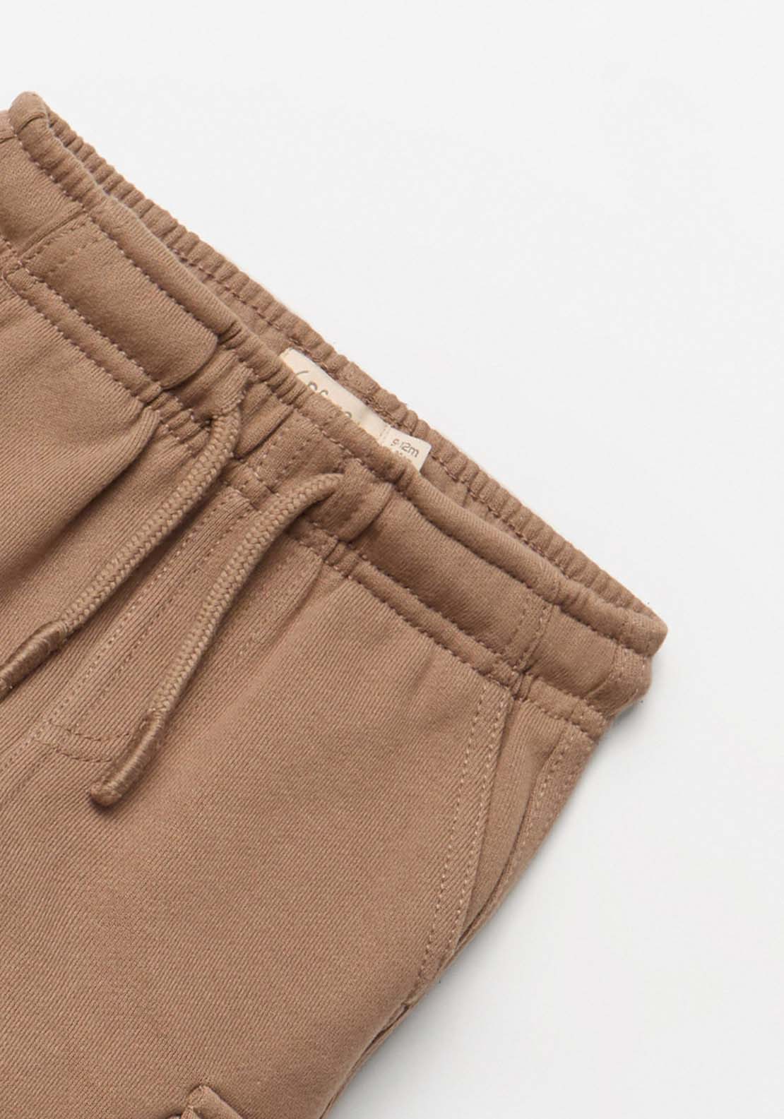 Drawstring Cargo Joggers - Brown