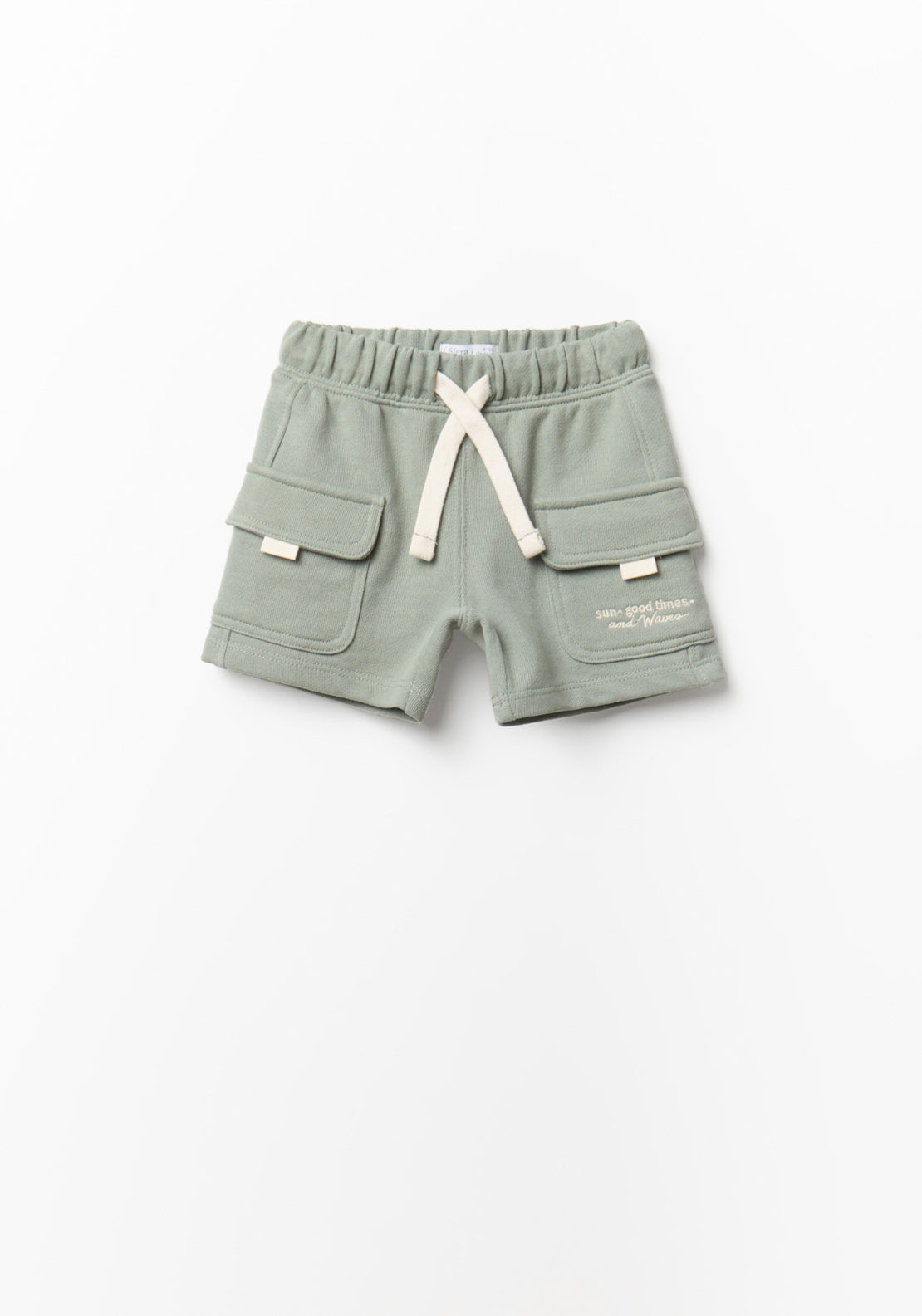 Terry Fabric Cargo Style Bermuda Shorts - Green