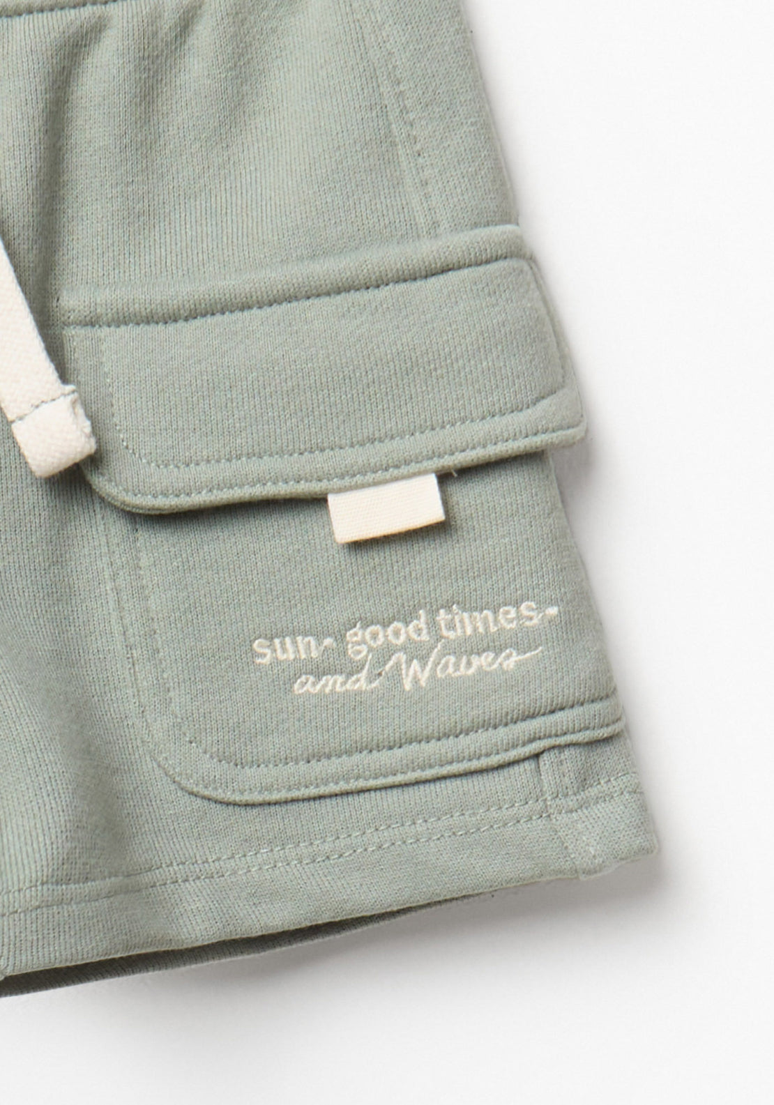 Terry Fabric Cargo Style Bermuda Shorts - Green