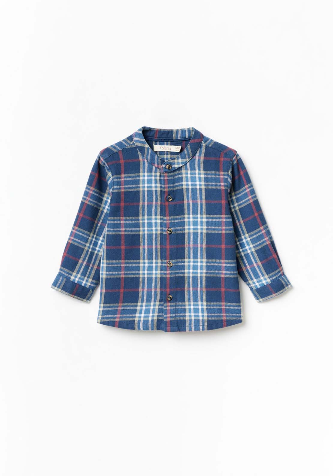 Sfera Long Sleeve Checked Shirt - Navy 2 Shaws Department Stores