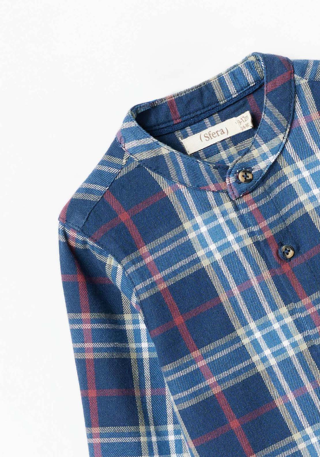 Sfera Long Sleeve Checked Shirt - Navy 4 Shaws Department Stores