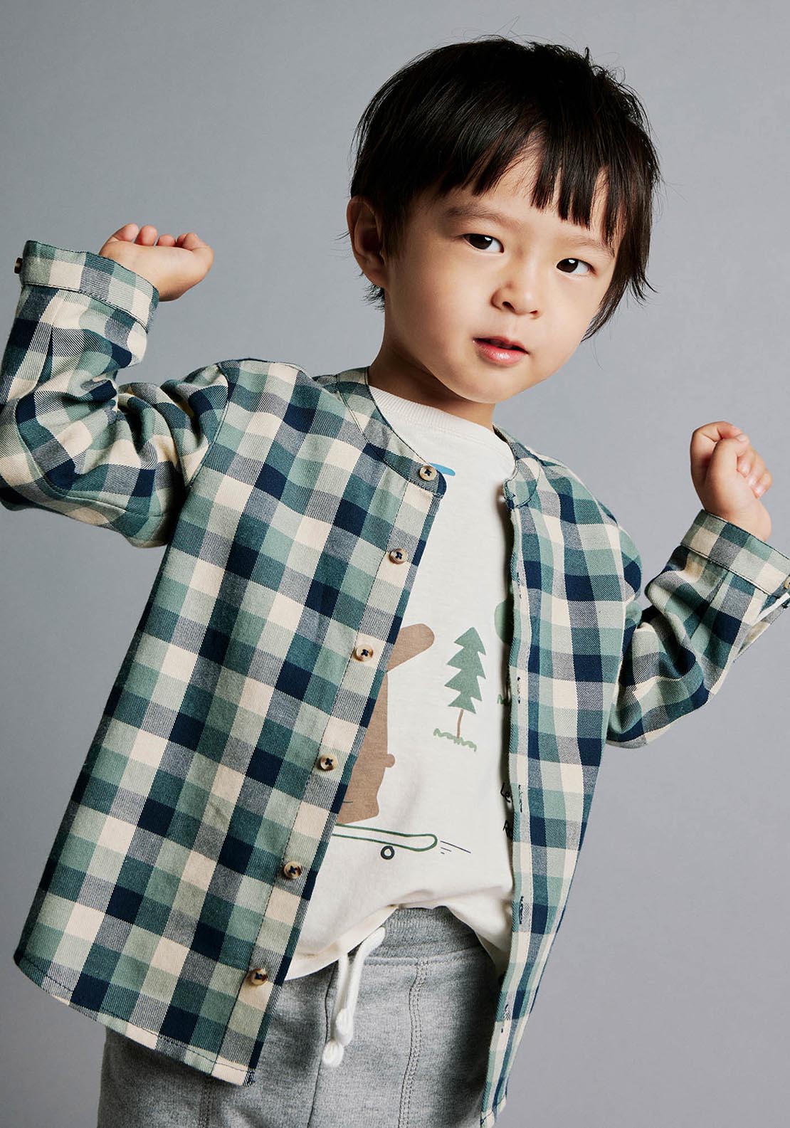 Sfera Check twill shirt - Green 5 Shaws Department Stores