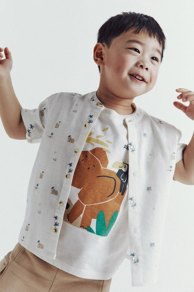 Sfera Printed shirt - White 1 Shaws Department Stores