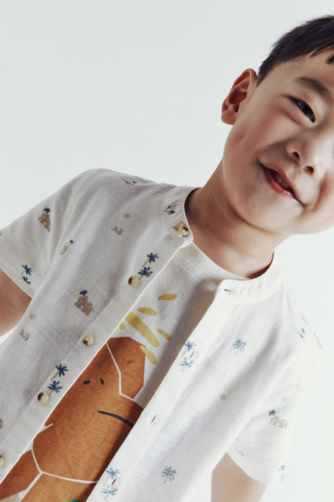 Sfera Printed shirt - White 2 Shaws Department Stores
