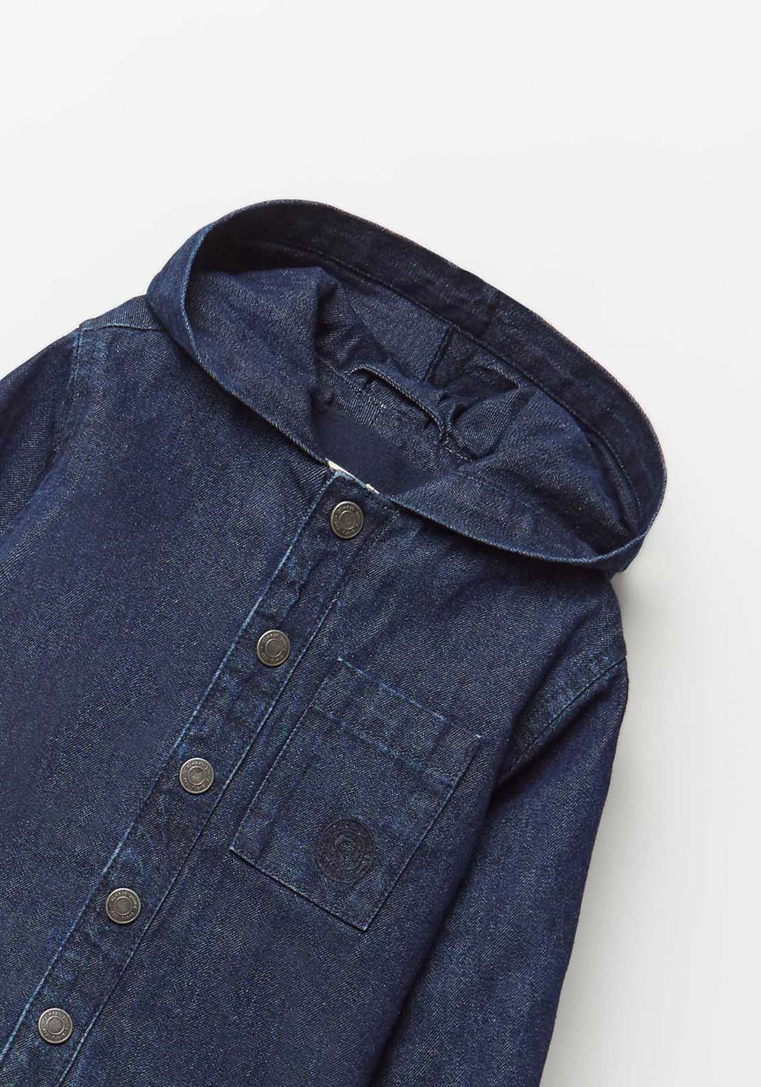 Overshirt With Hood - Denim Dark Wash