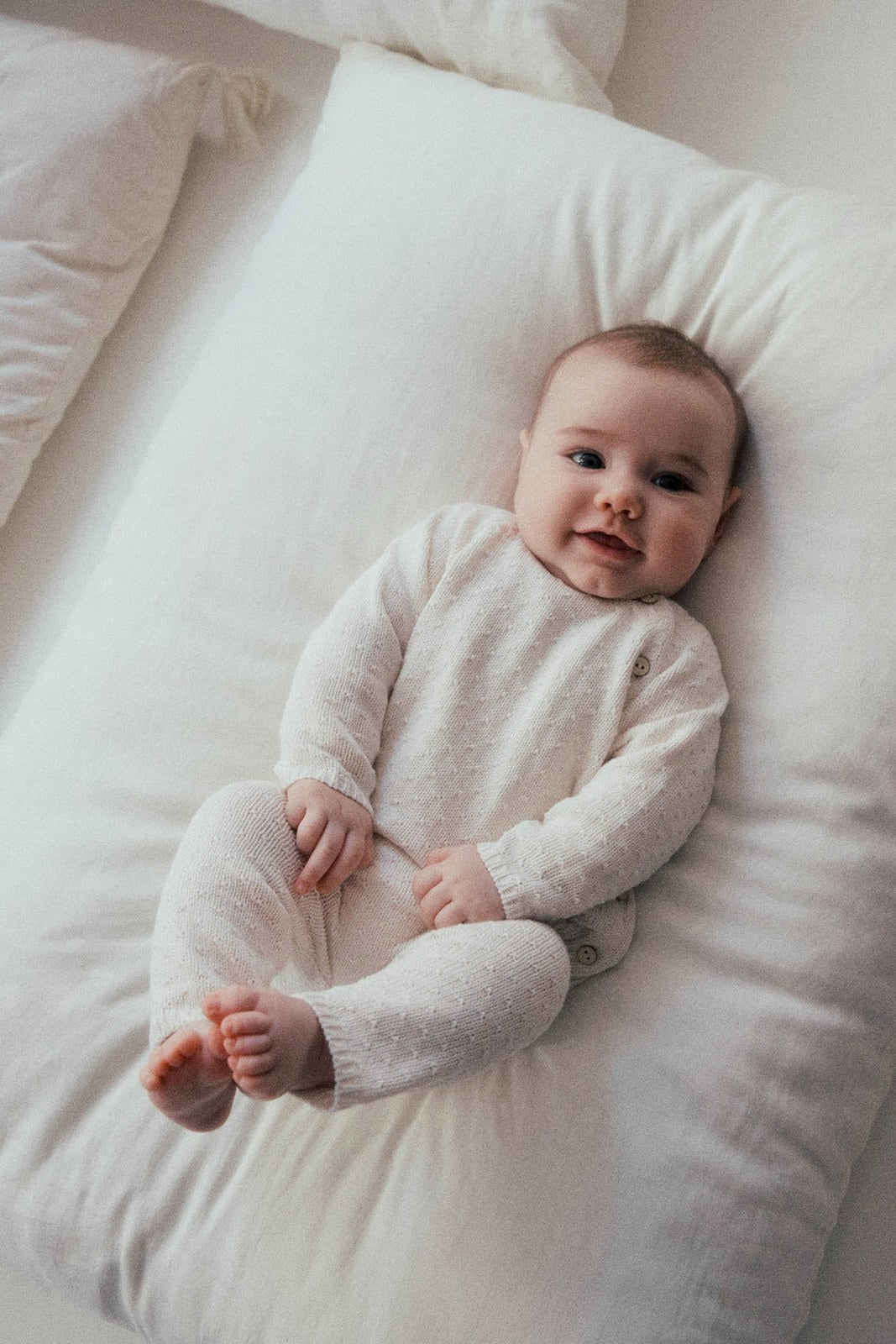 Sfera Cotton baby trousers - White 1 Shaws Department Stores