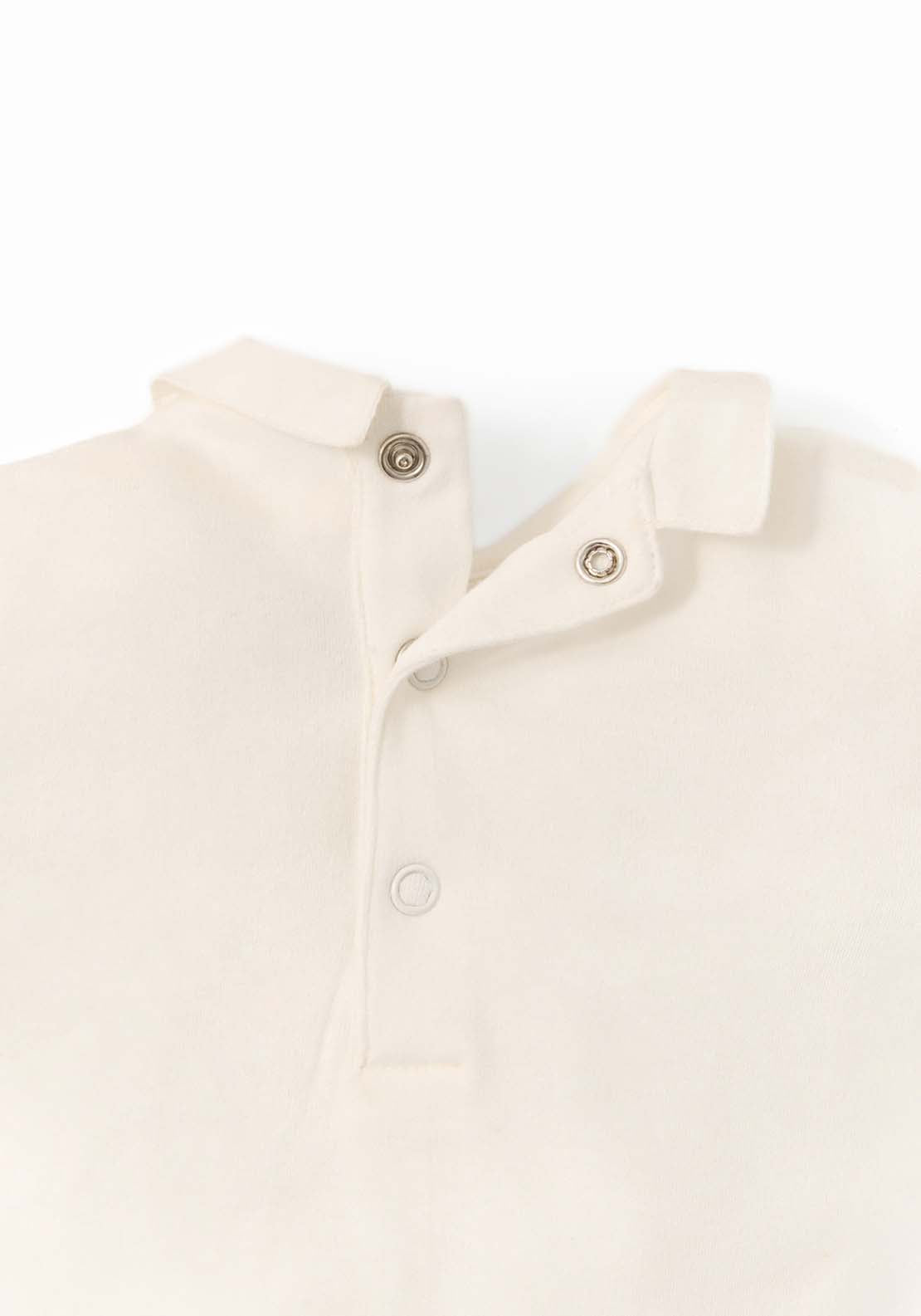Embroidered Polo Neck Bodysuit - White