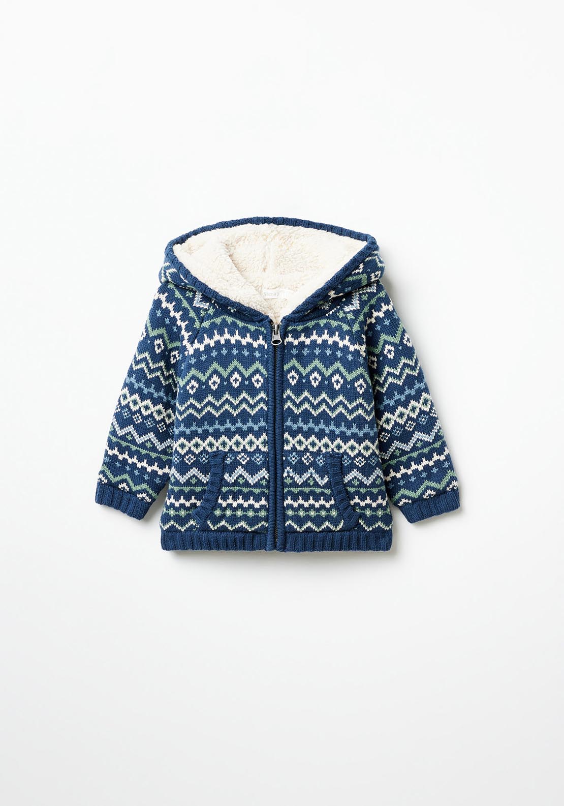 Sfera Hooded jacquard jacket - Navy 7 Shaws Department Stores