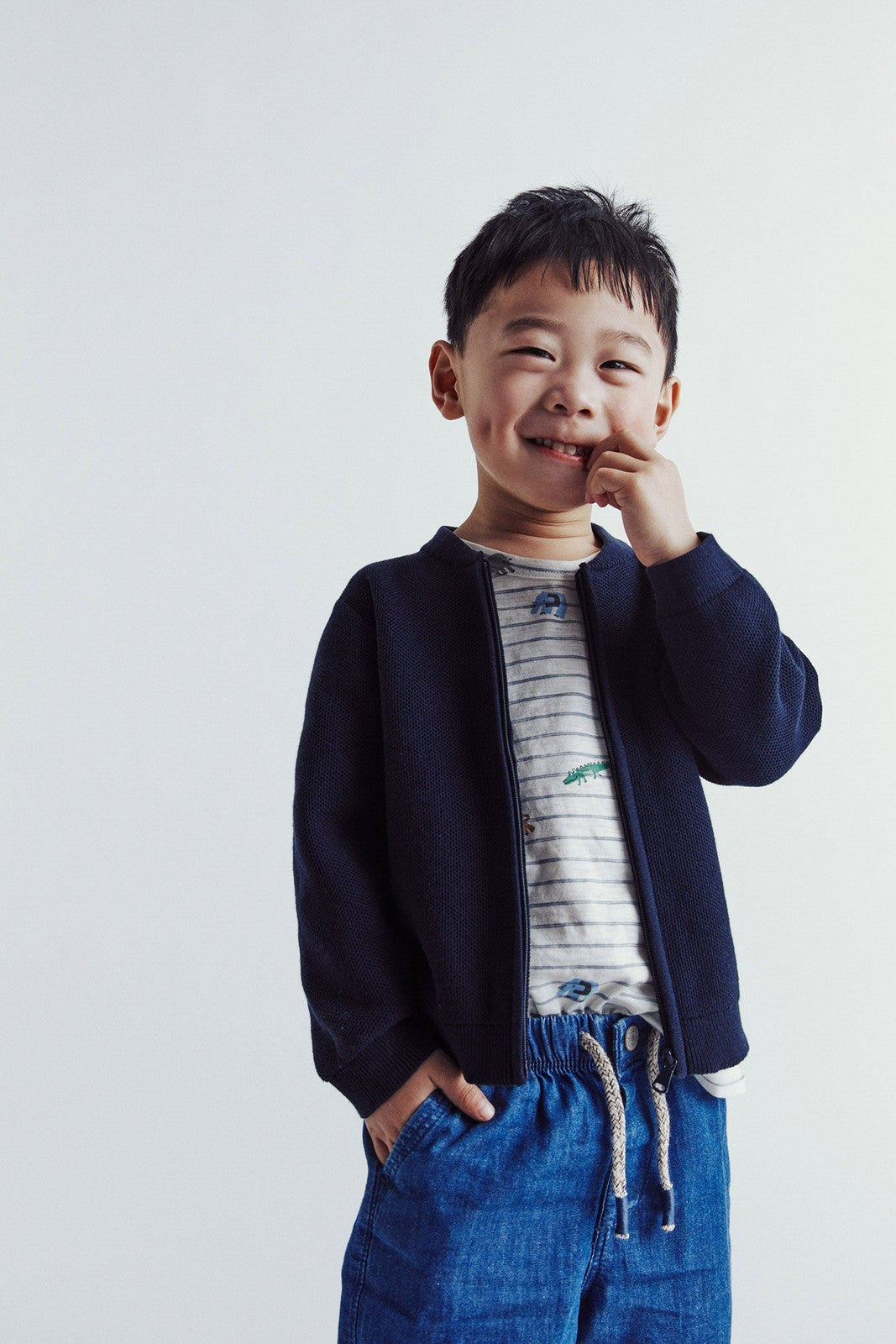 Sfera Zip-up cardigan - Navy 2 Shaws Department Stores