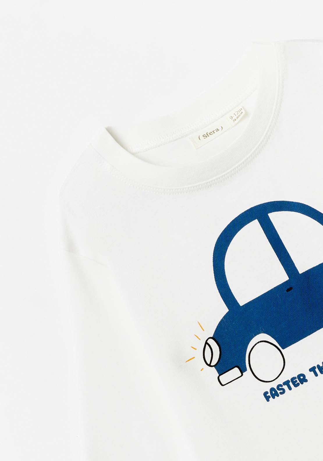 Sfera Baby Boy Car Tshirt - White 2 Shaws Department Stores