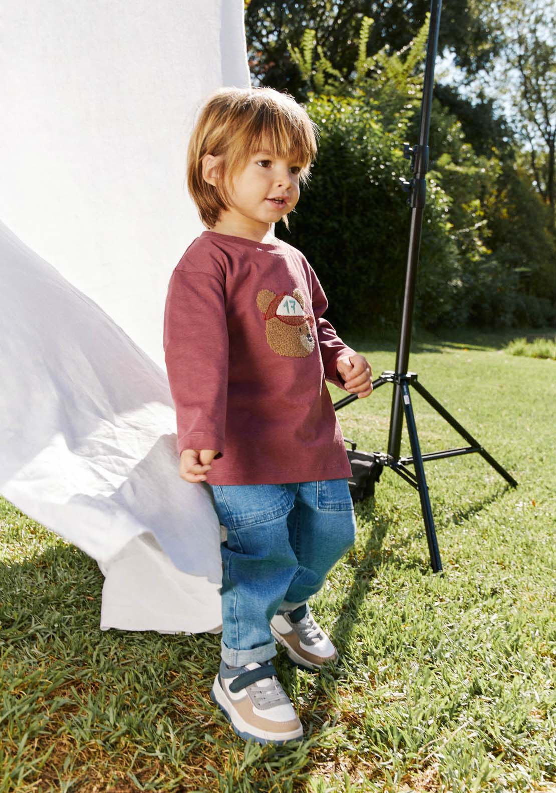 Sfera Long Sleeve Bear Tshirt - Wine 2 Shaws Department Stores