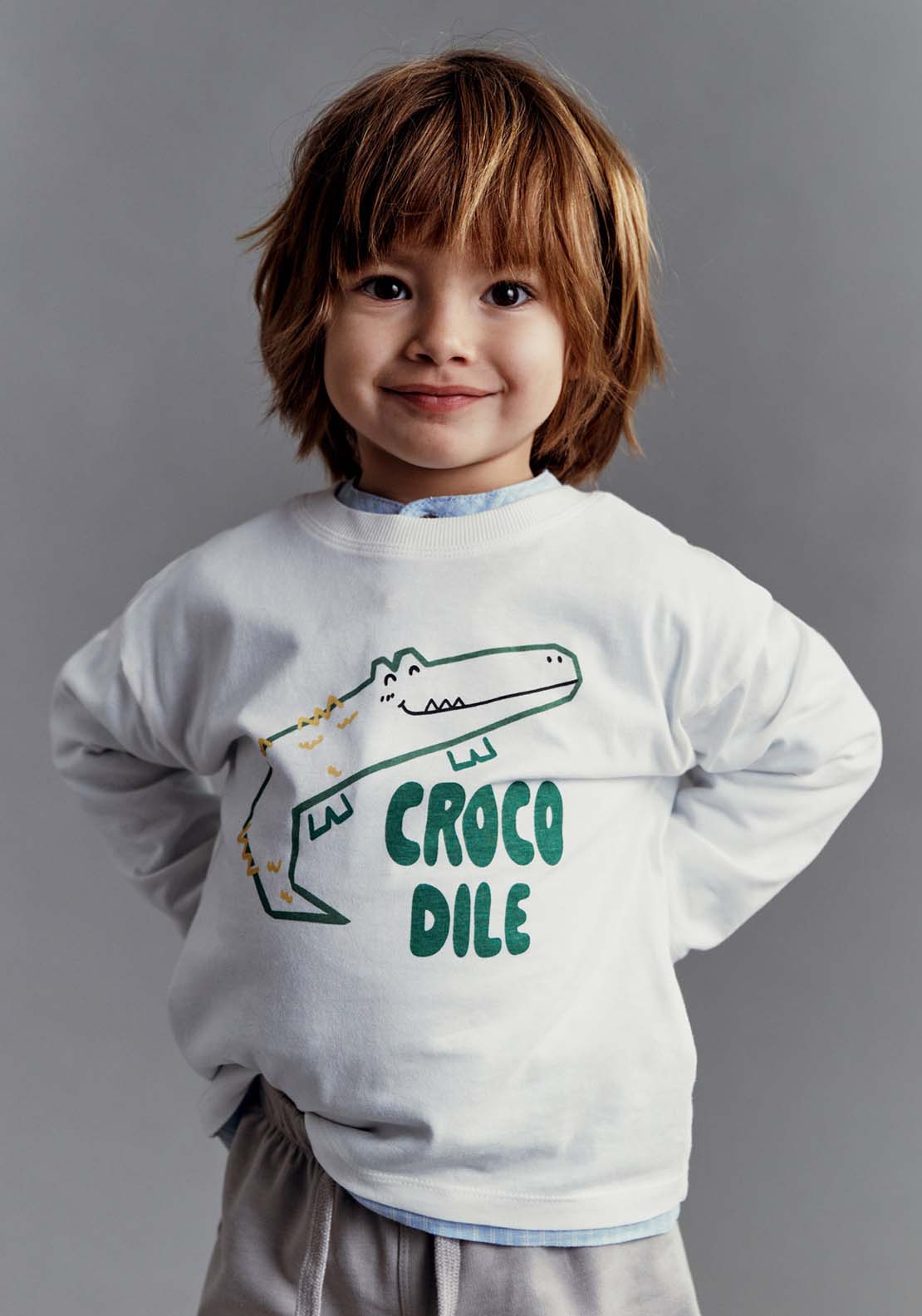 Sfera Crocodile long-sleeved T-shirt - White Off 1 Shaws Department Stores