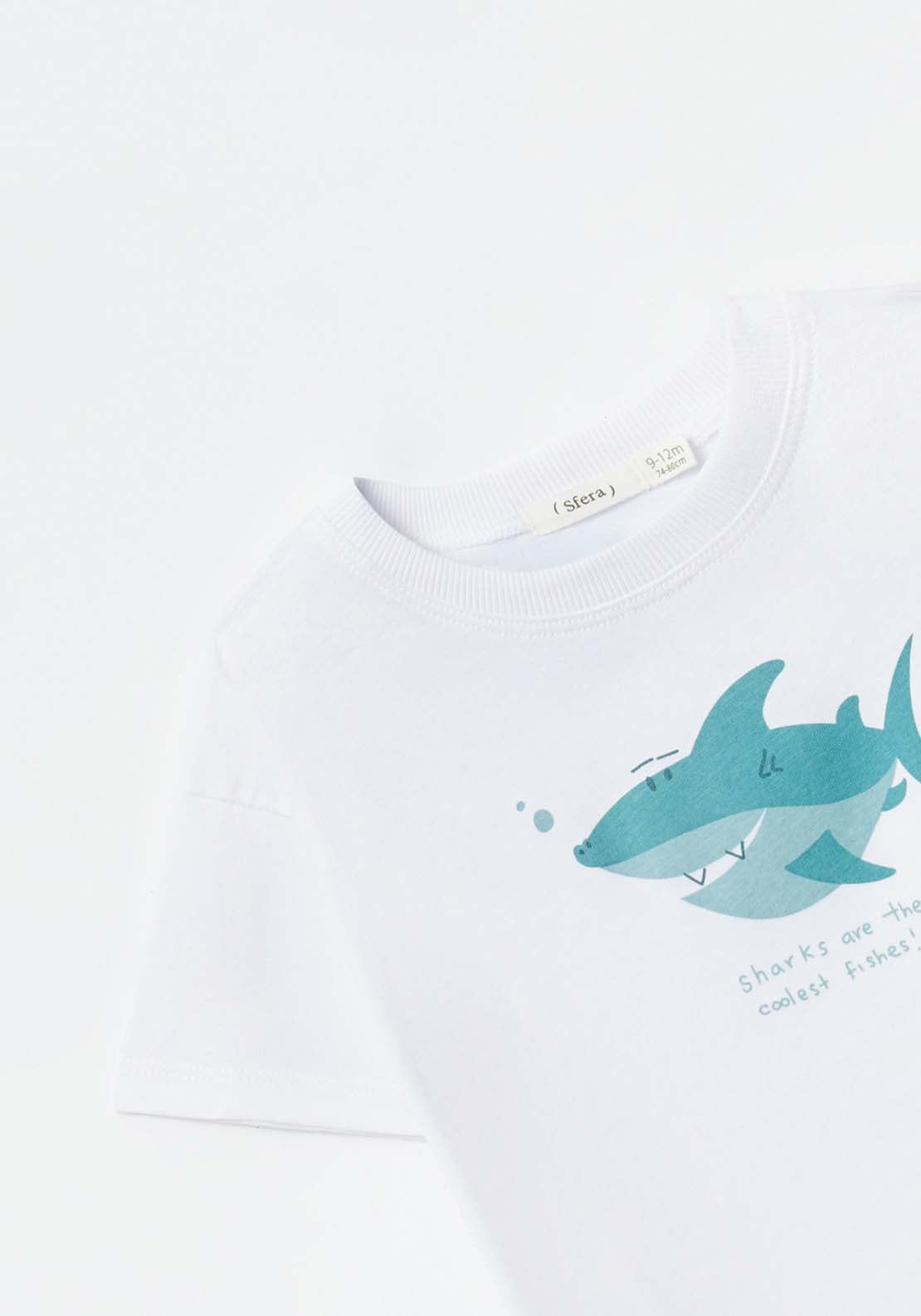 Shark Print T-Shirt - White