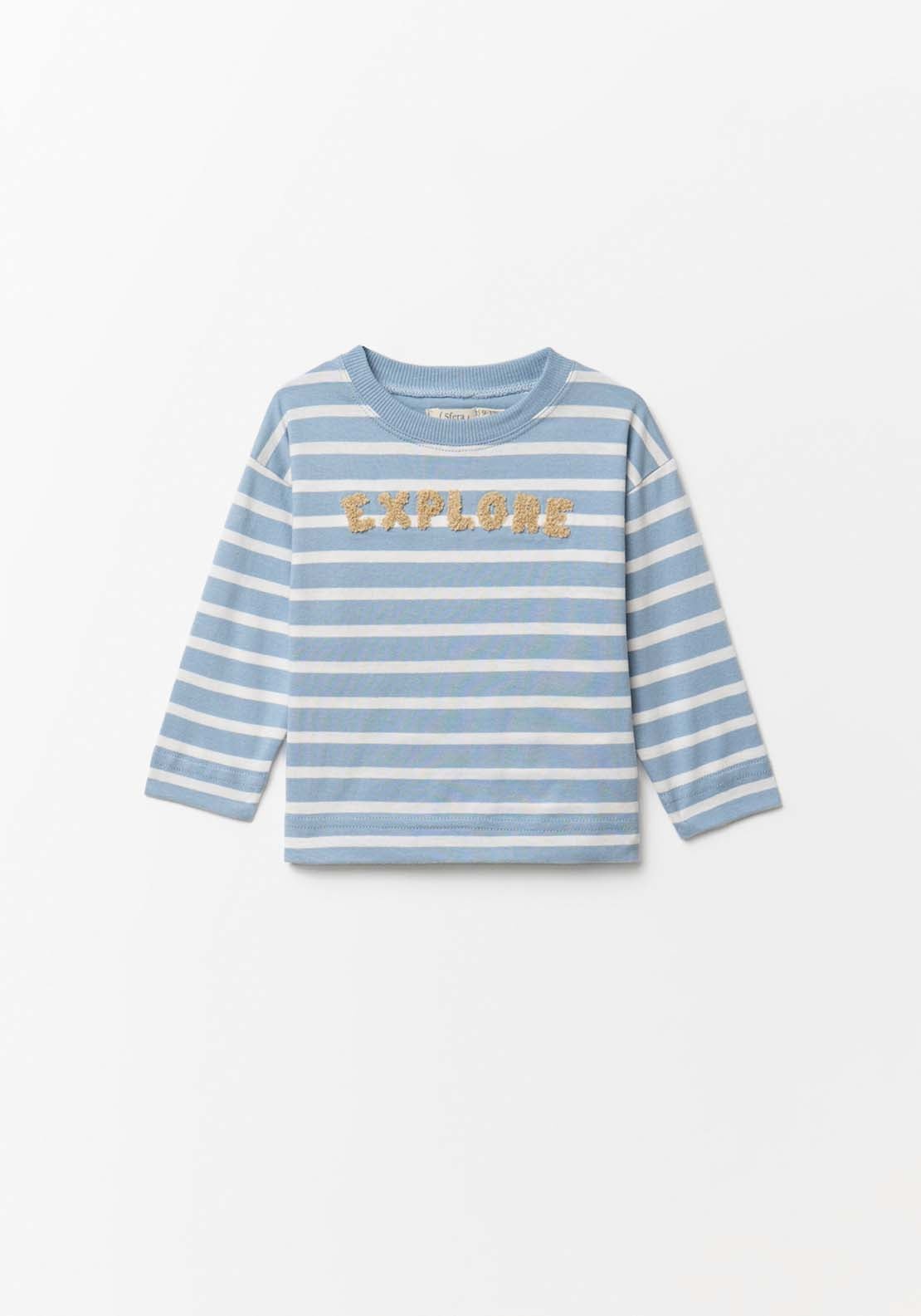 Stripes Patch Long Sleeve T-Shirt - Blue