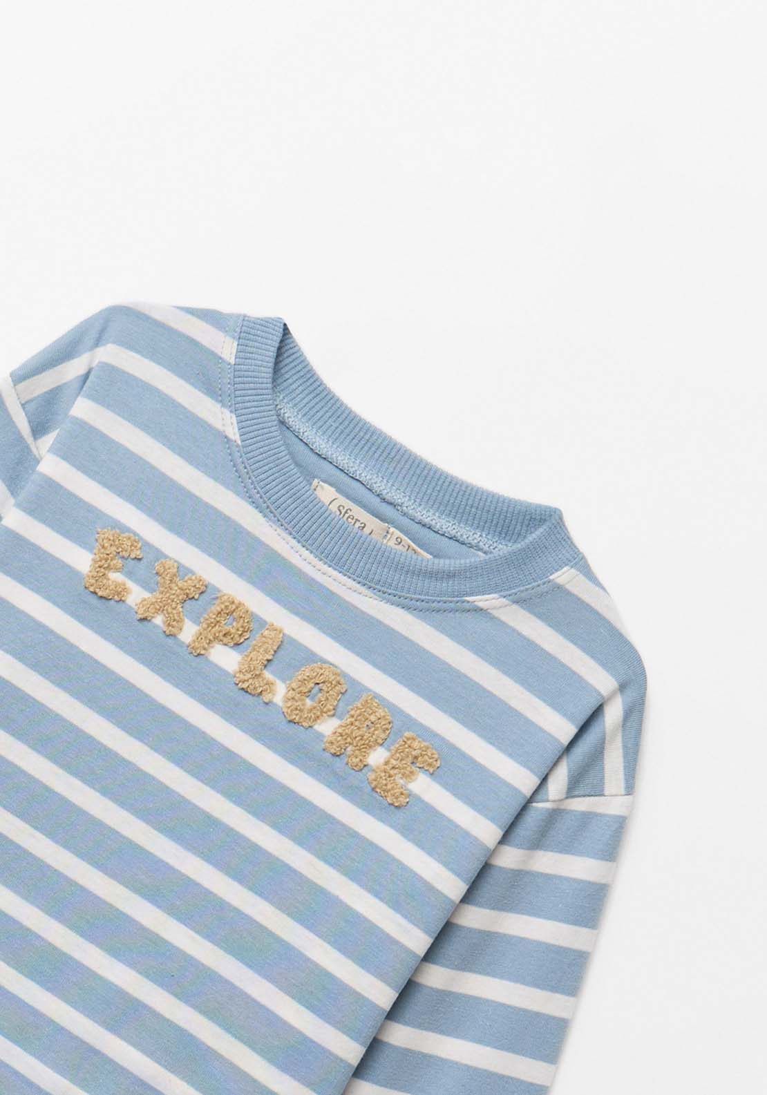 Stripes Patch Long Sleeve T-Shirt - Blue