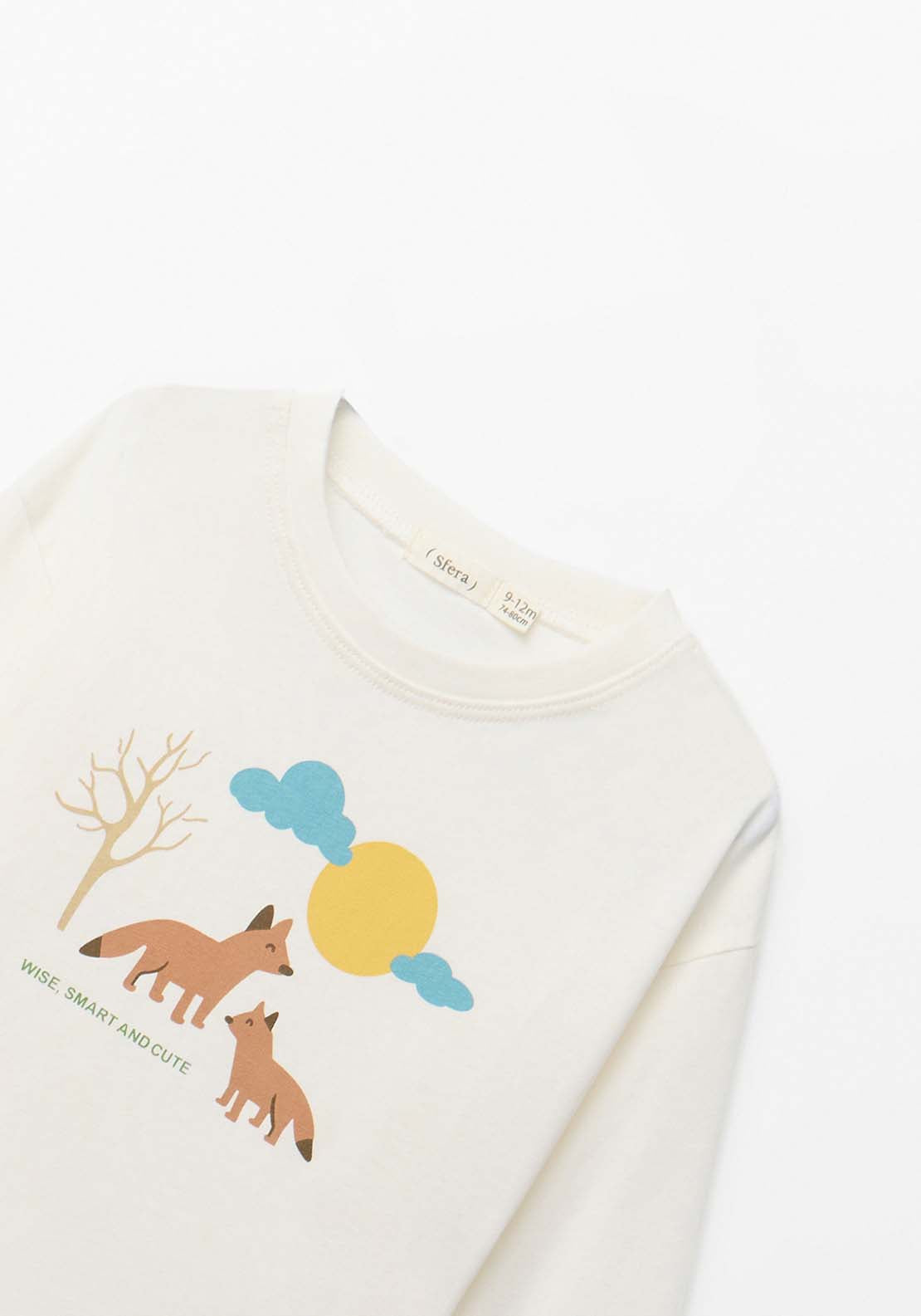 Front Print Long Sleeve T-Shirt - White