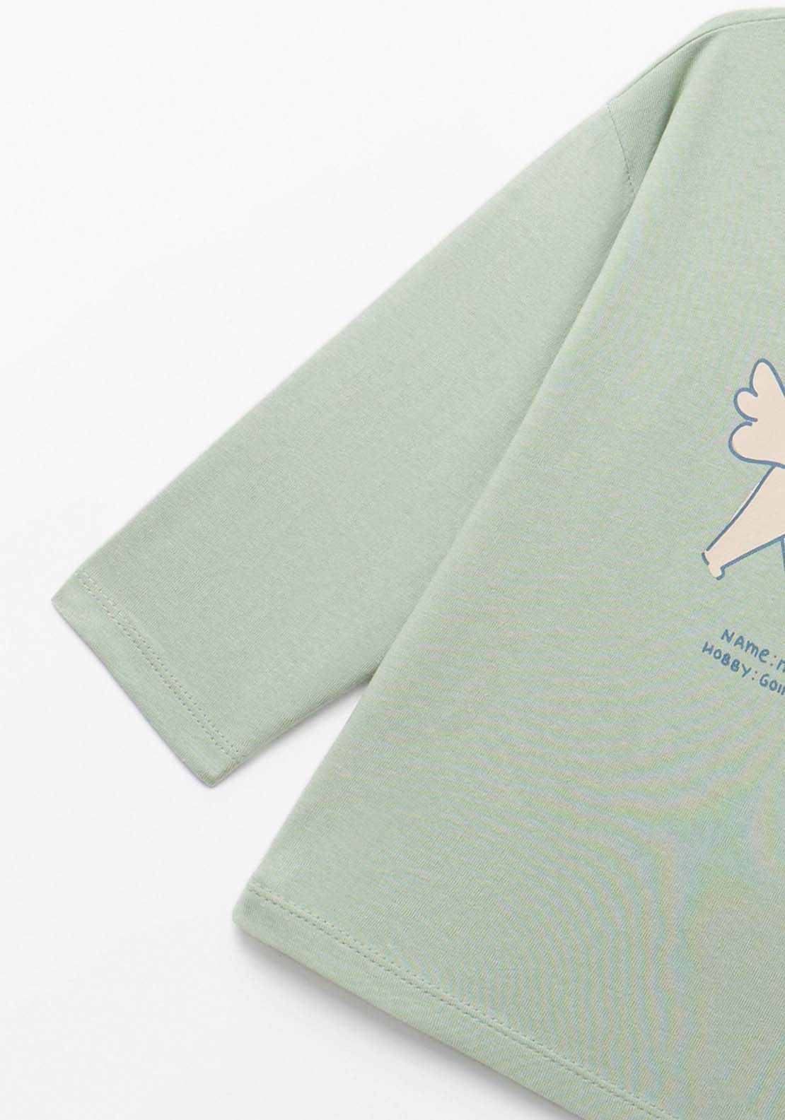 Dog Print Long Sleeve T-Shirt - Green