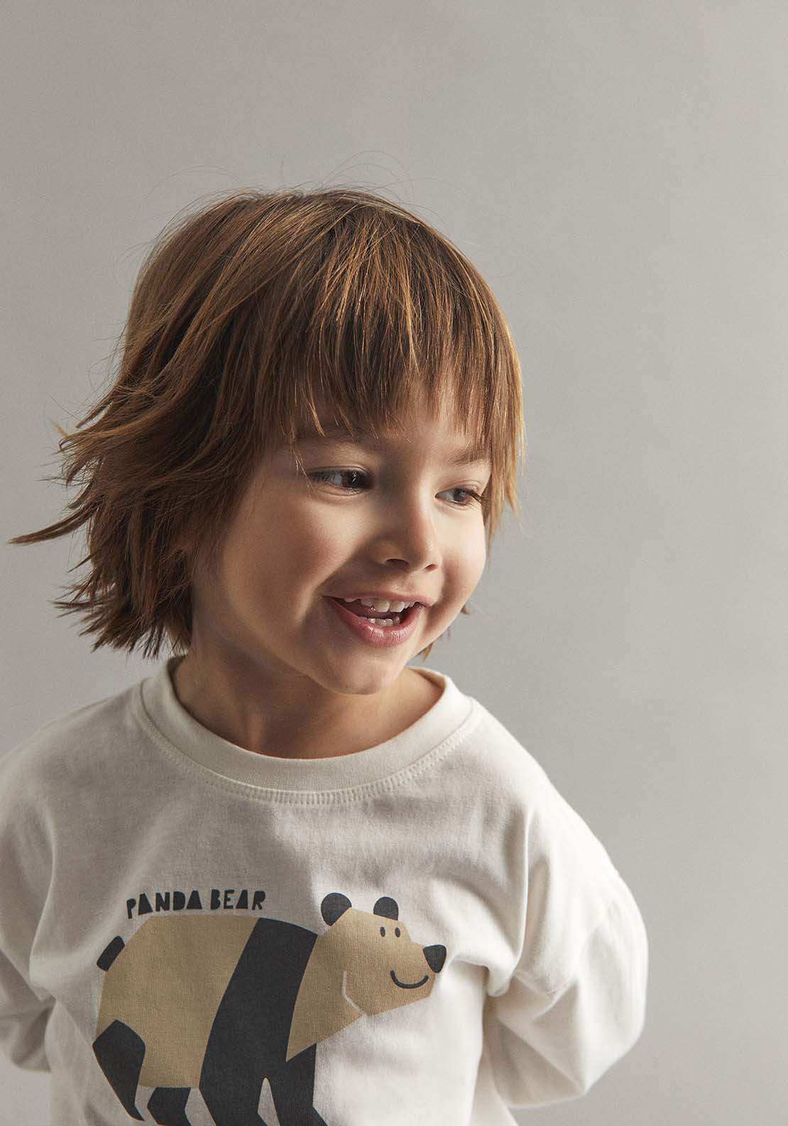 Bear Print Long Sleeve T-Shirt - White