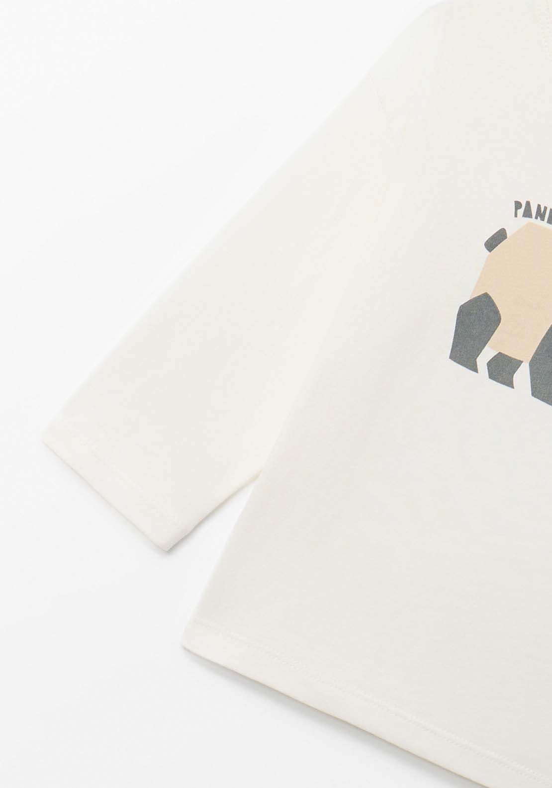 Bear Print Long Sleeve T-Shirt - White