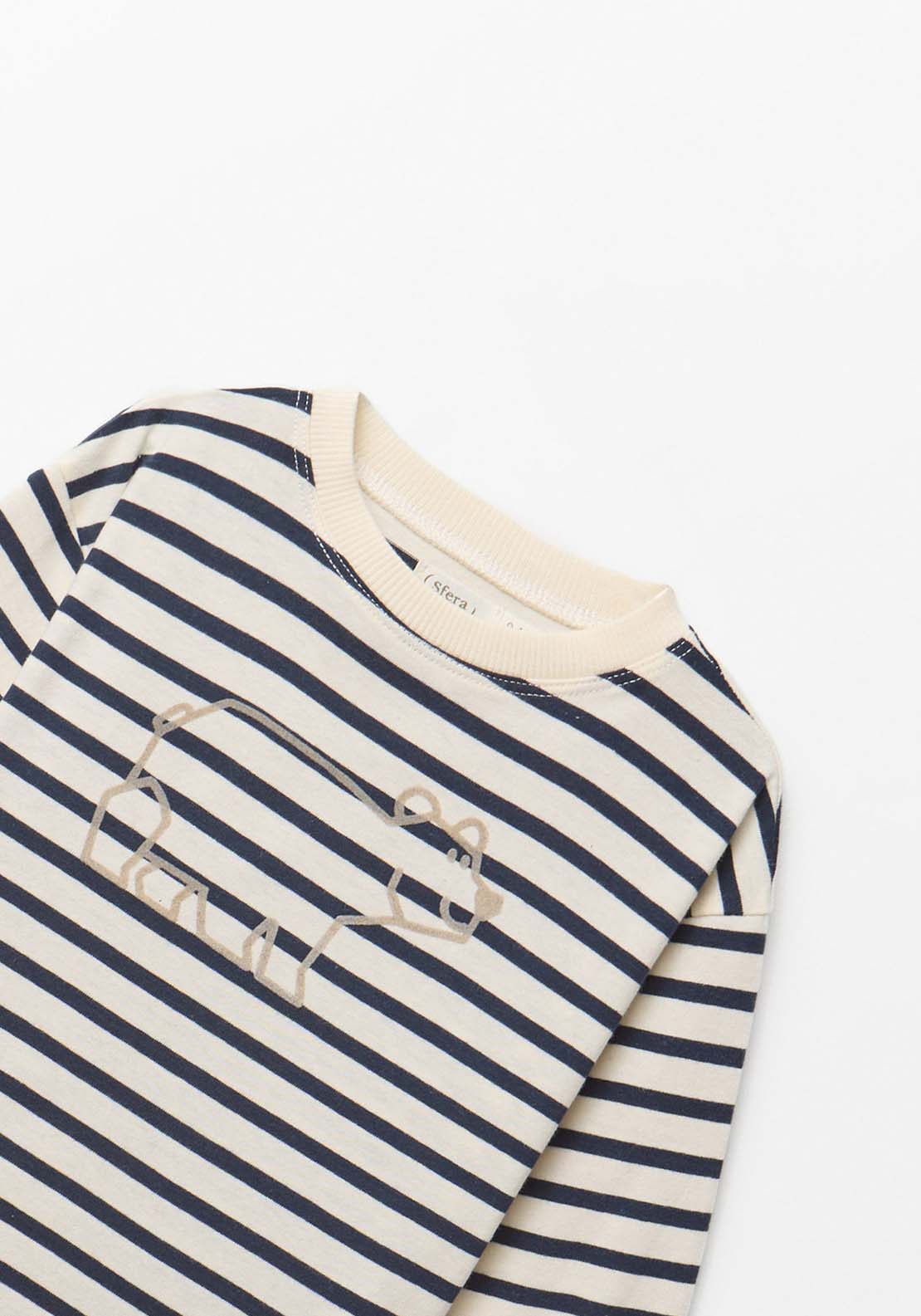 Bear Striped T-Shirt - Blue