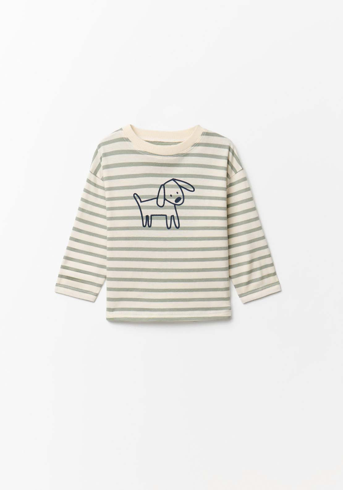 Dog Striped T-Shirt - Green