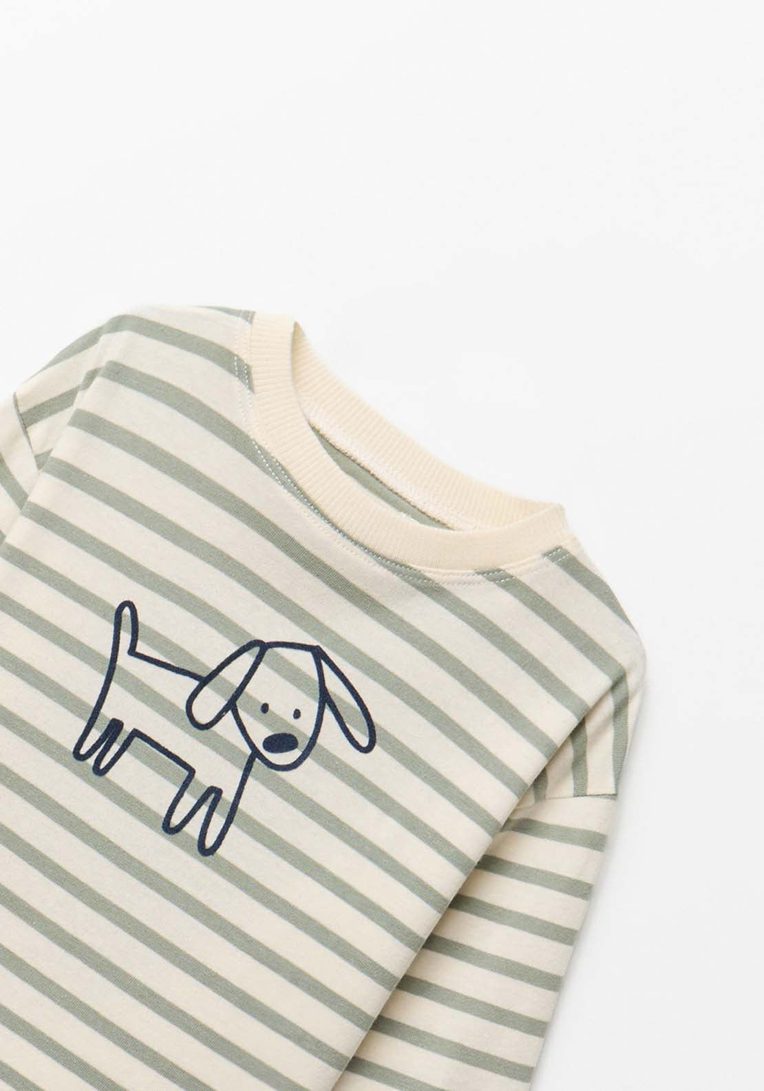 Dog Striped T-Shirt - Green