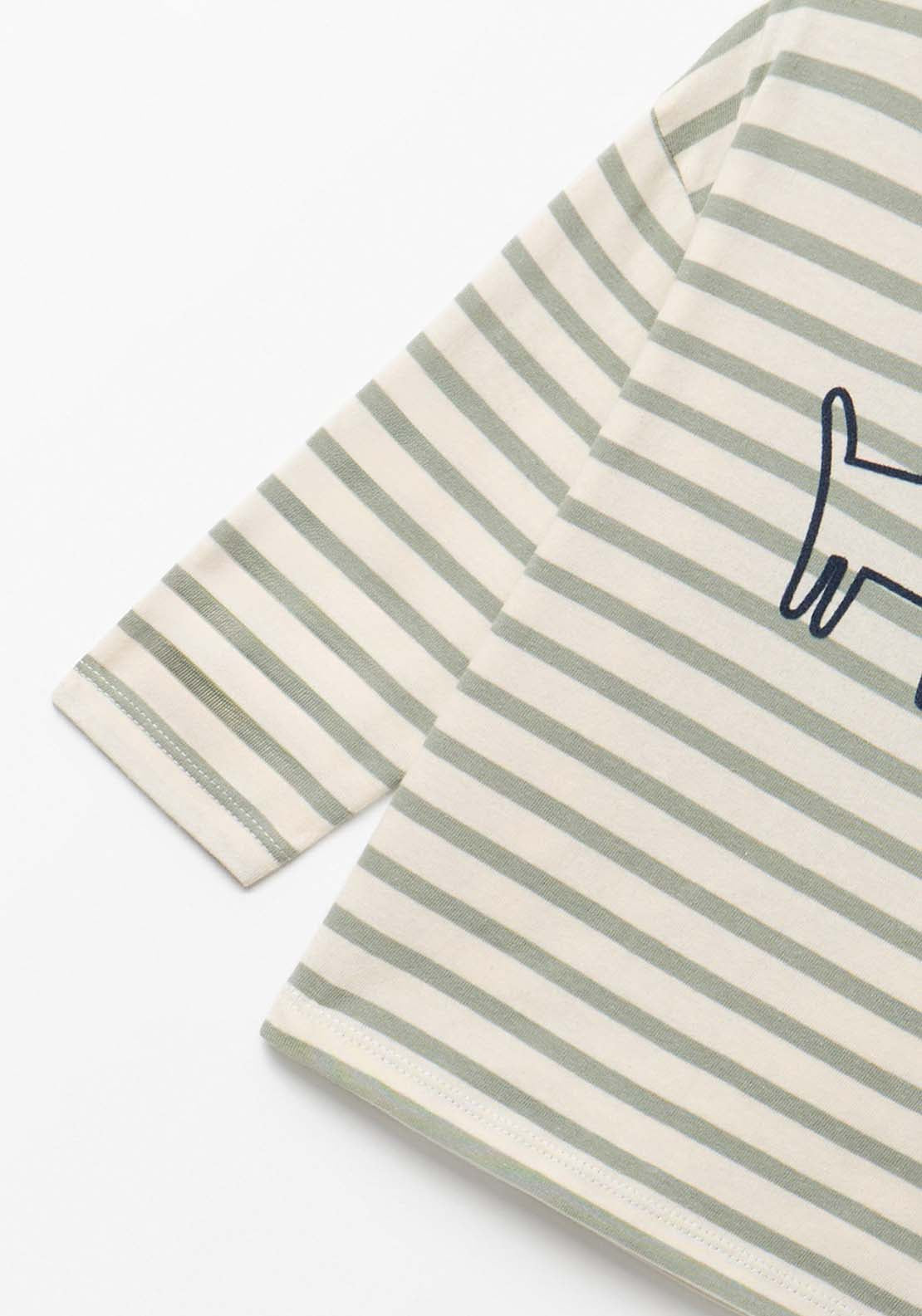 Dog Striped T-Shirt - Green