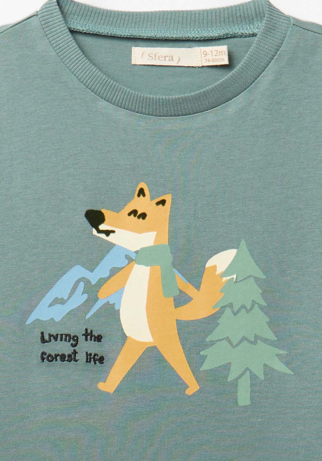 Long Sleeved Fox T-Shirt - Green