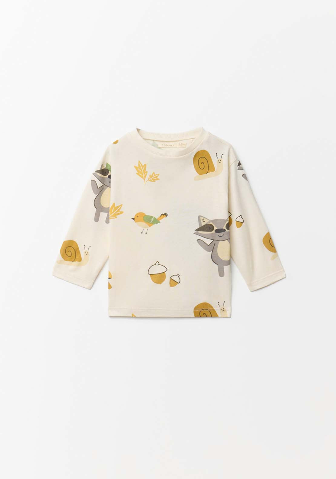 Long Sleeve Raccoon Pine T-Shirt - White