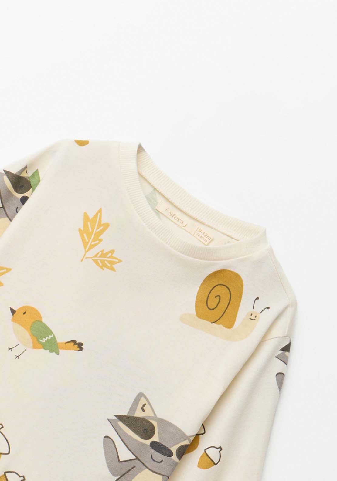 Long Sleeve Raccoon Pine T-Shirt - White