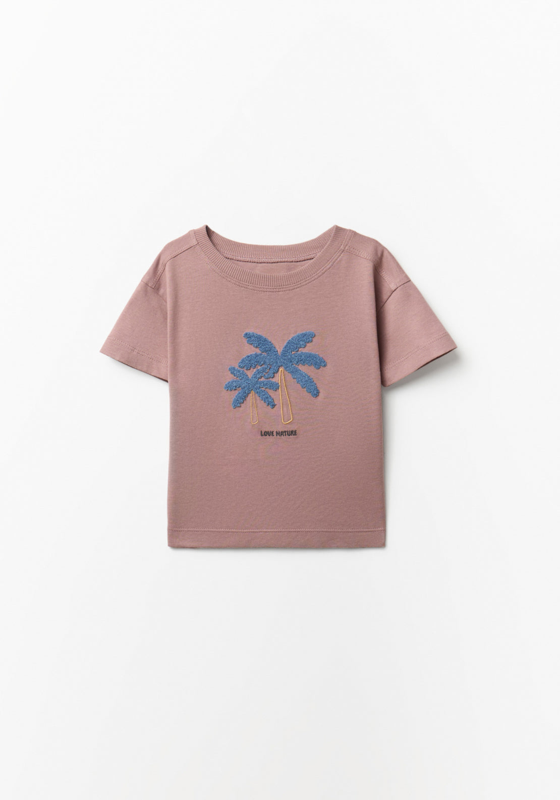 Palm Trees Embroidered T-Shirt - Red
