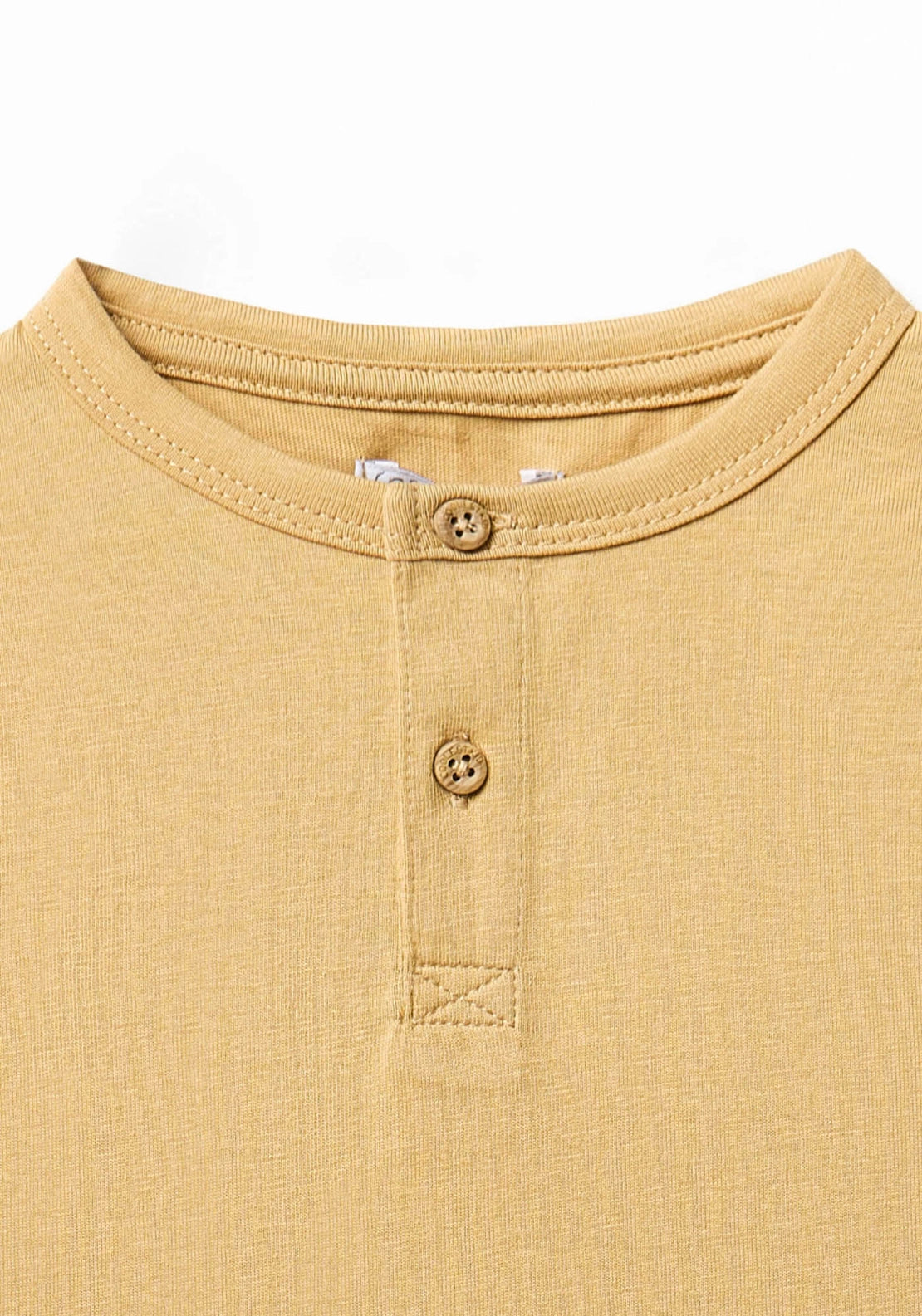 Solid Colour Henley Shirt - Yellow