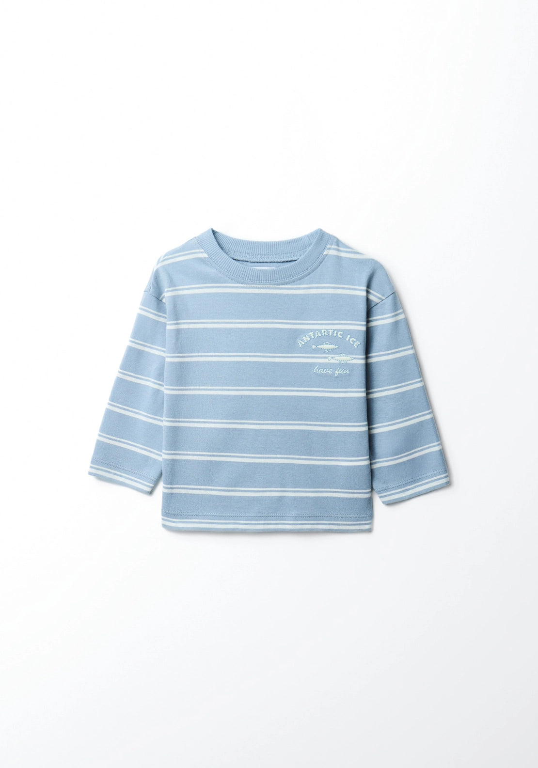 Striped Crew Neck T-Shirt - Blue