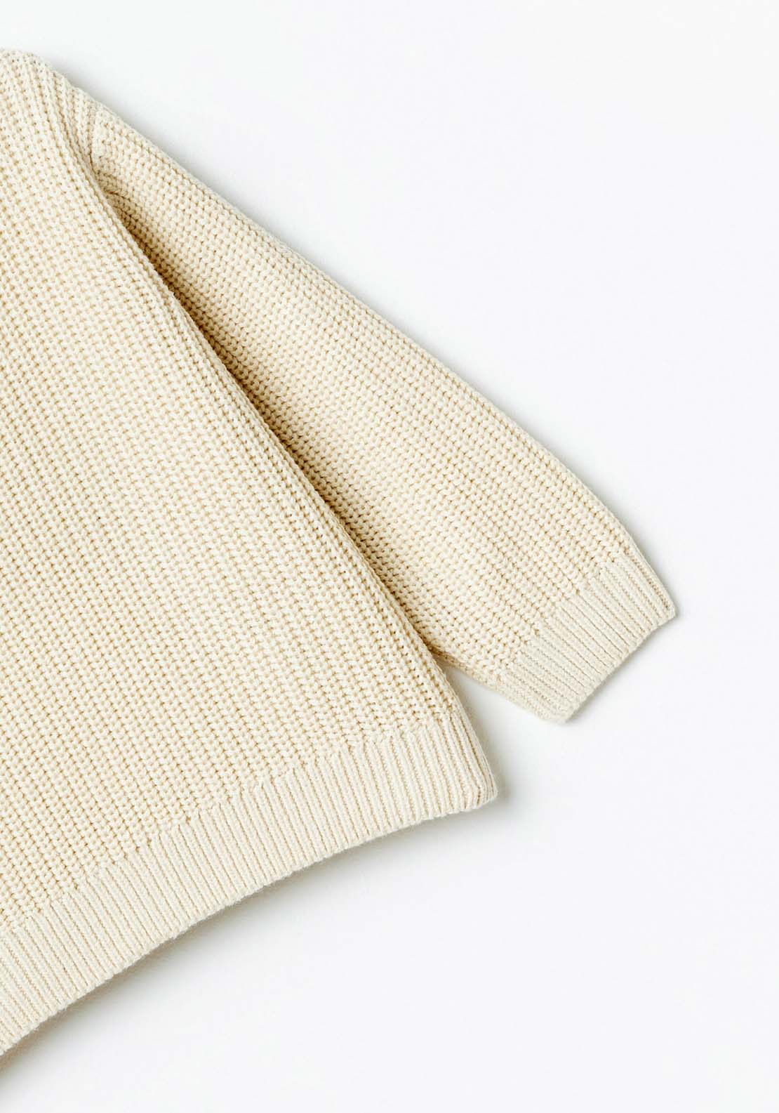Sfera Long Sleeve Plain Knit Jumper - Cream 3 Shaws Department Stores