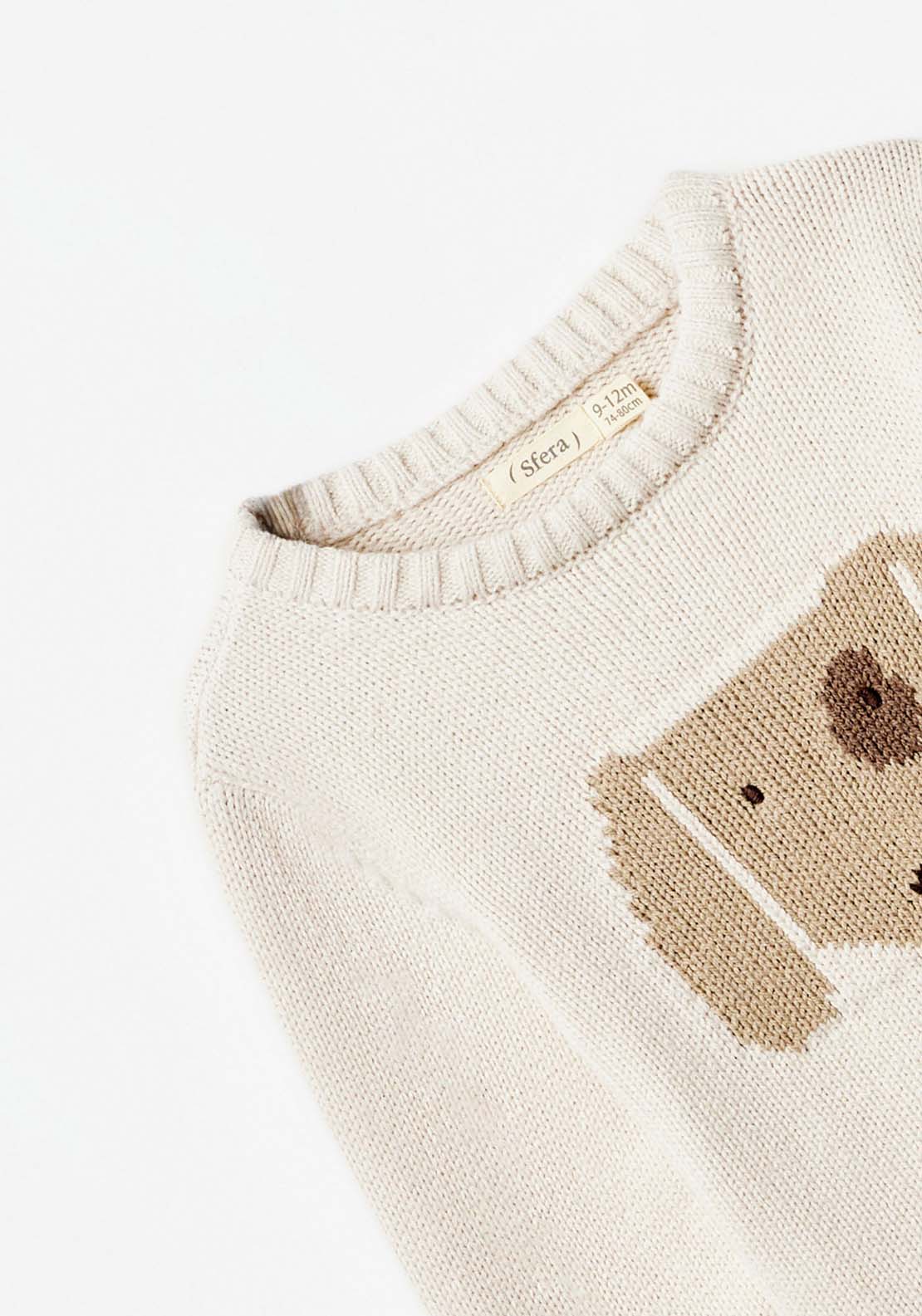 Sfera Long Sleeve Puppy Jumper - White 5 Shaws Department Stores