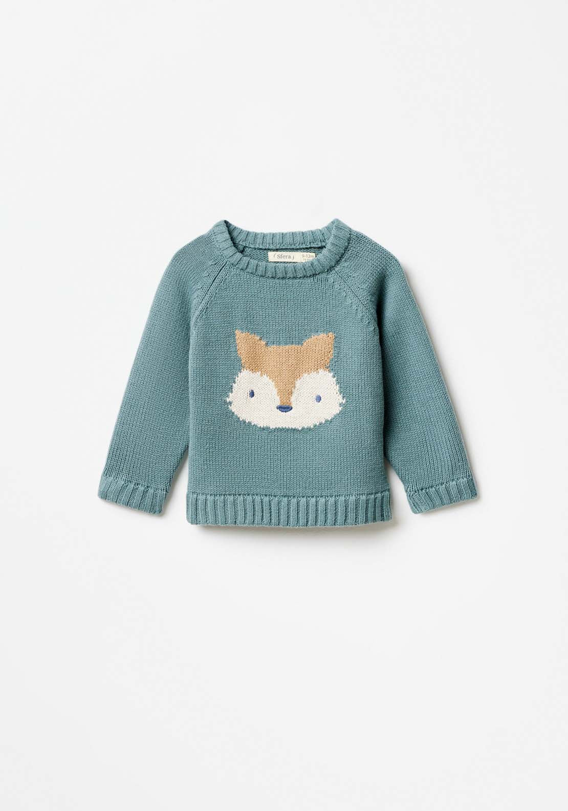 Sfera Long Sleeve Fox Jumper - Green 4 Shaws Department Stores