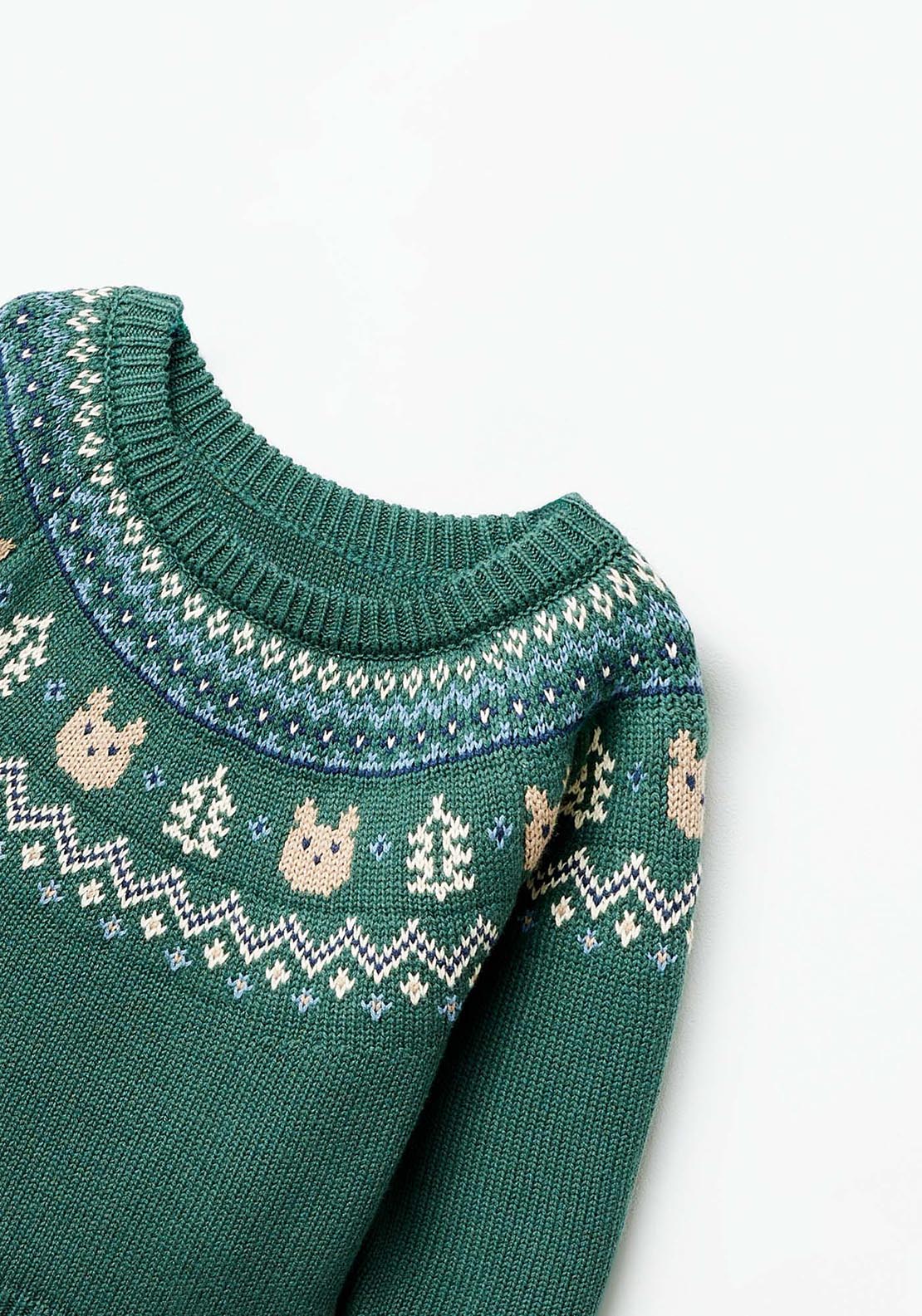 Sfera Bears jacquard sweater - Green 2 Shaws Department Stores