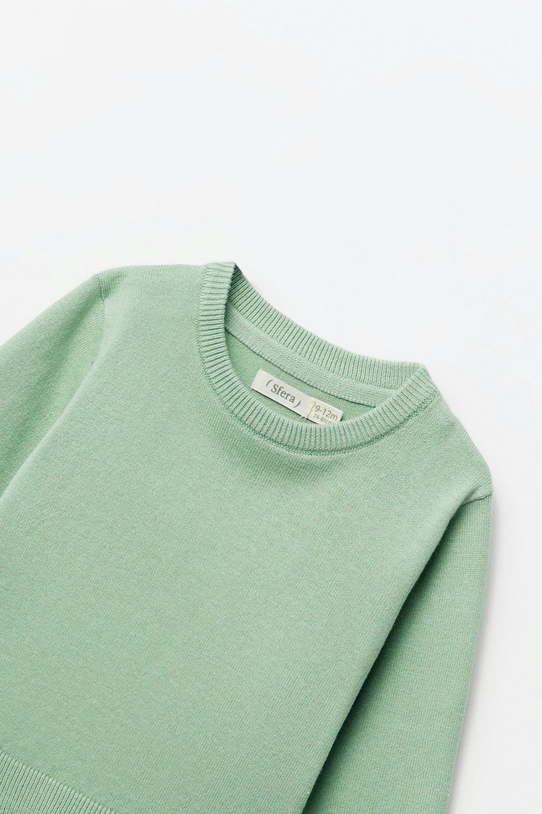 Sfera Plain basic sweater - Green 2 Shaws Department Stores