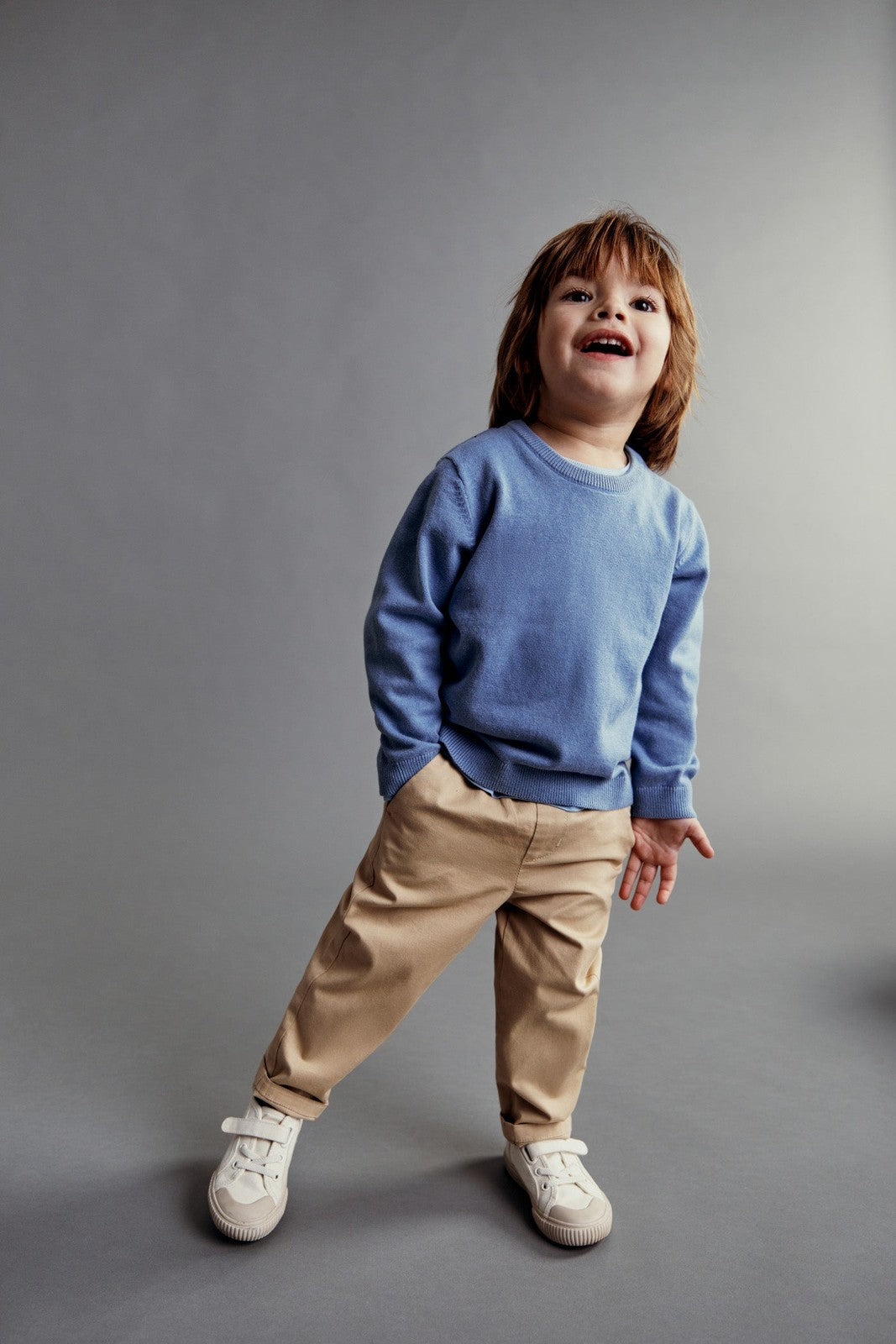 Sfera Plain basic sweater - Blue 1 Shaws Department Stores