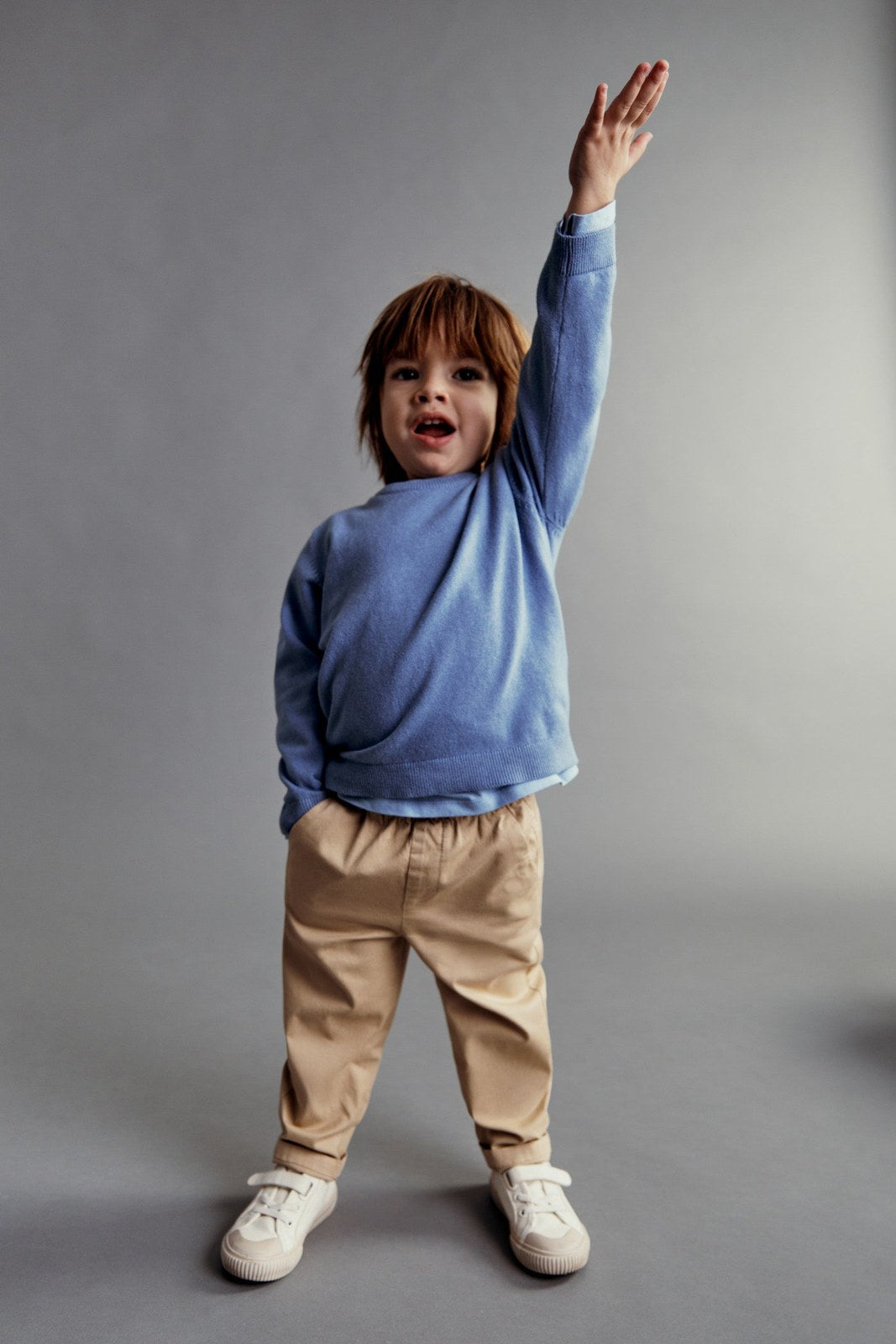 Sfera Plain basic sweater - Blue 3 Shaws Department Stores