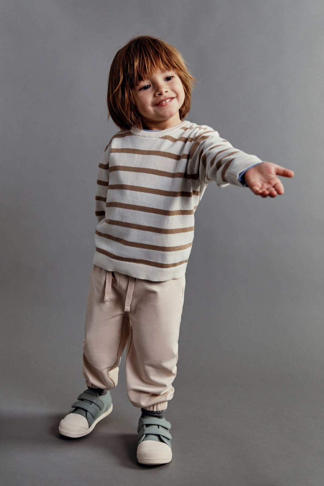 Sfera Stripes basic sweater - Beige 1 Shaws Department Stores